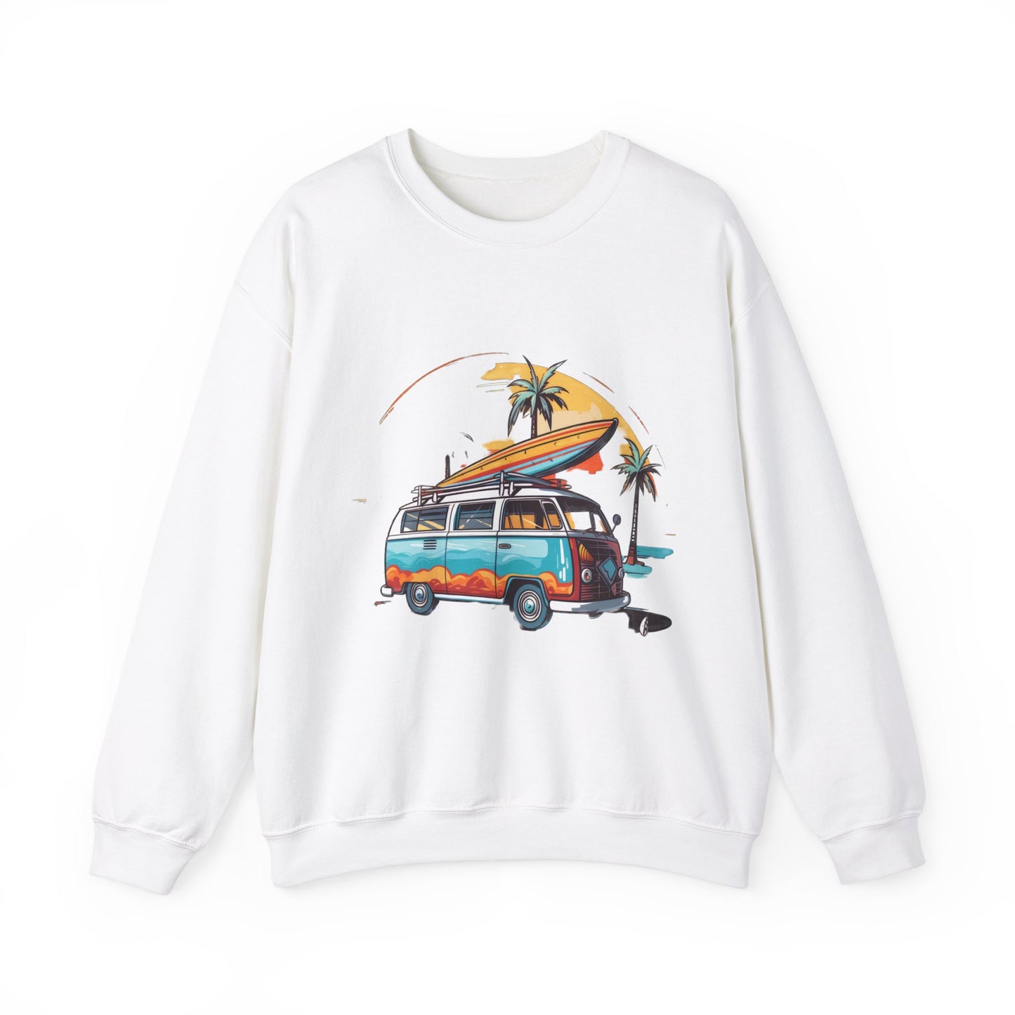 Retro Surf Van - Unisex Heavy Blend™ Crewneck Sweatshirt