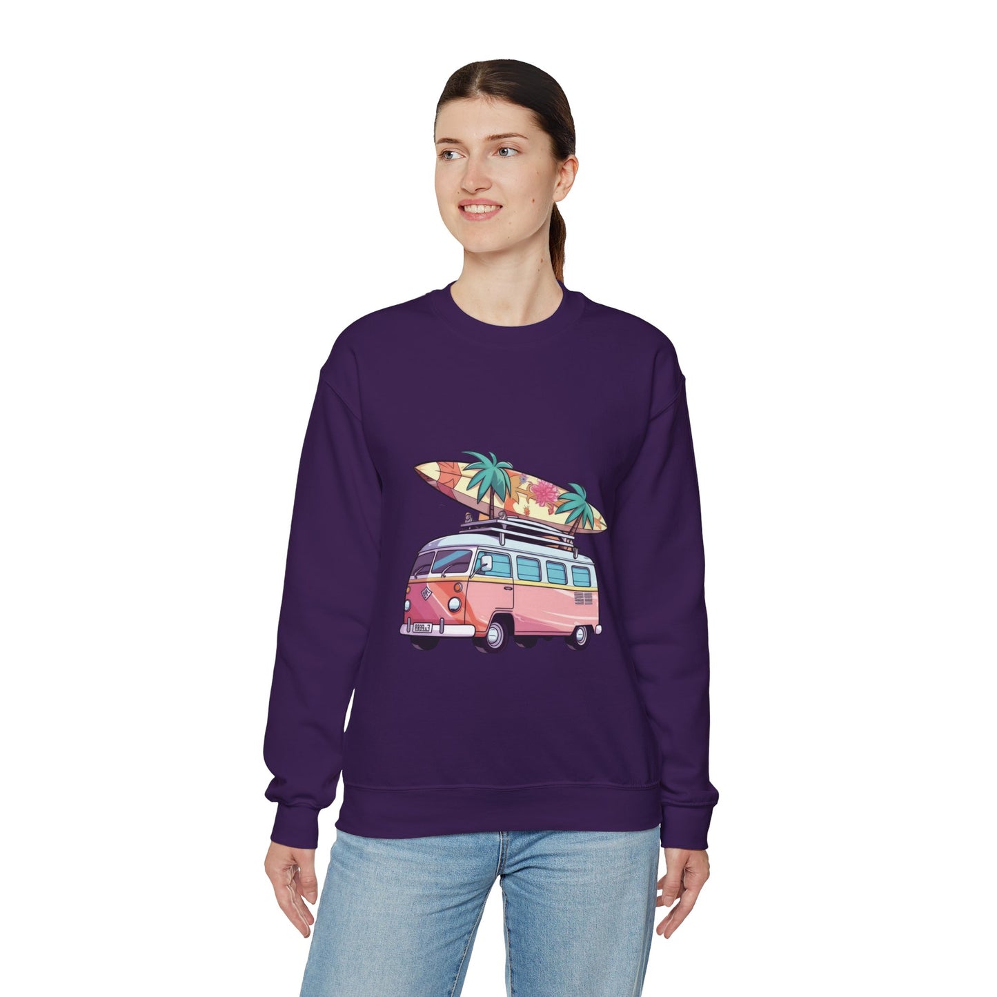 Retro Surf Van - Unisex Heavy Blend™ Crewneck Sweatshirt