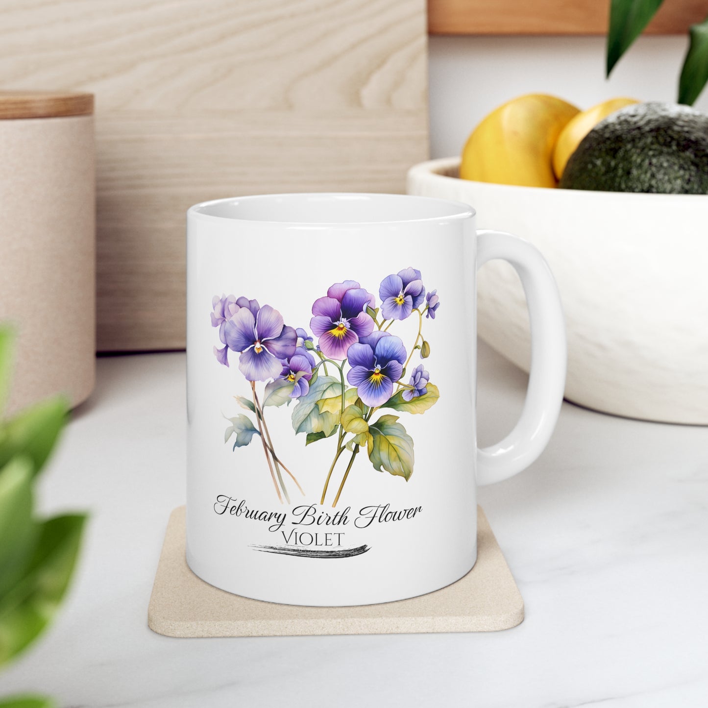February Birth Flower (Violet): Ceramic Mug 11oz