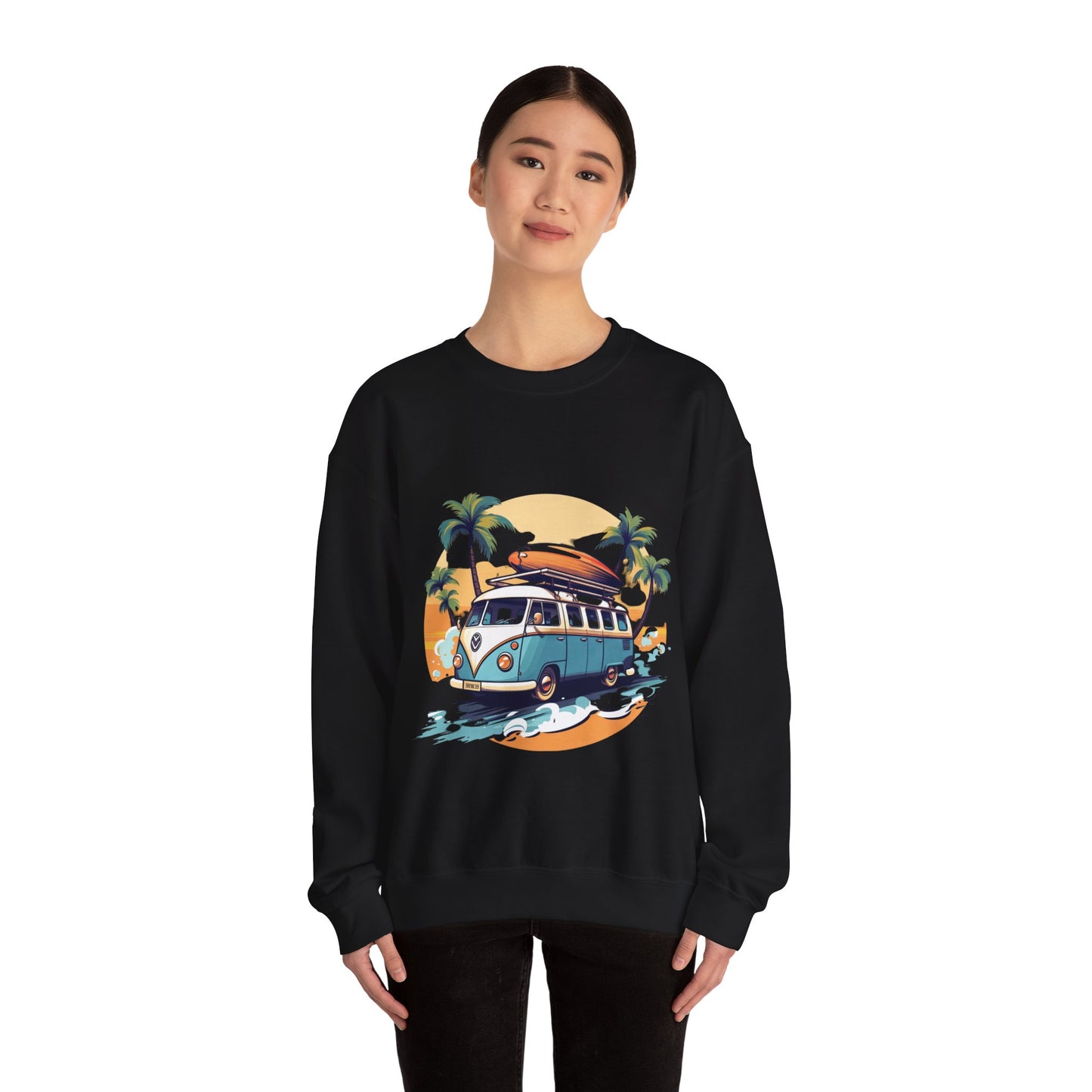 Retro Surf Van - Unisex Heavy Blend™ Crewneck Sweatshirt