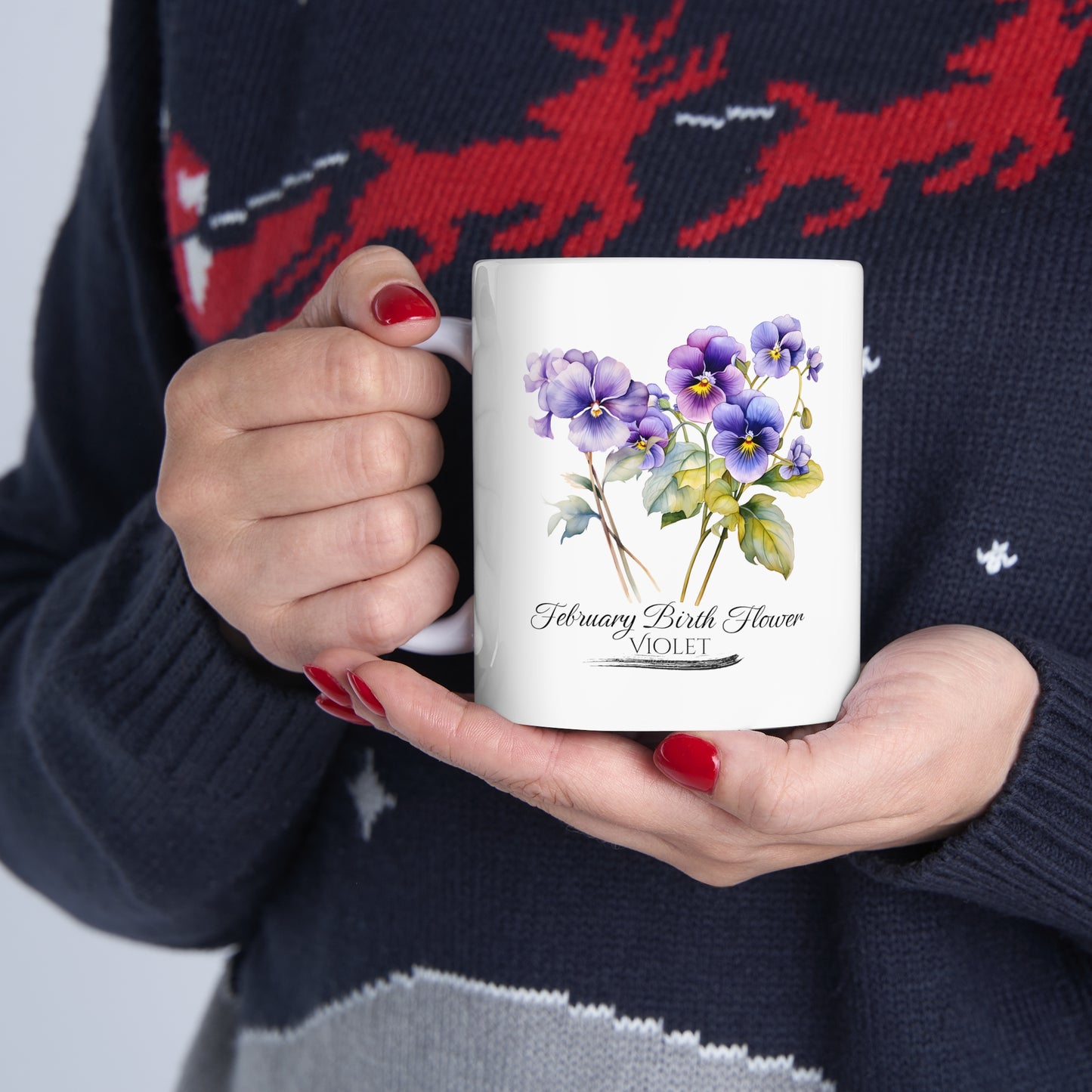 February Birth Flower (Violet): Ceramic Mug 11oz