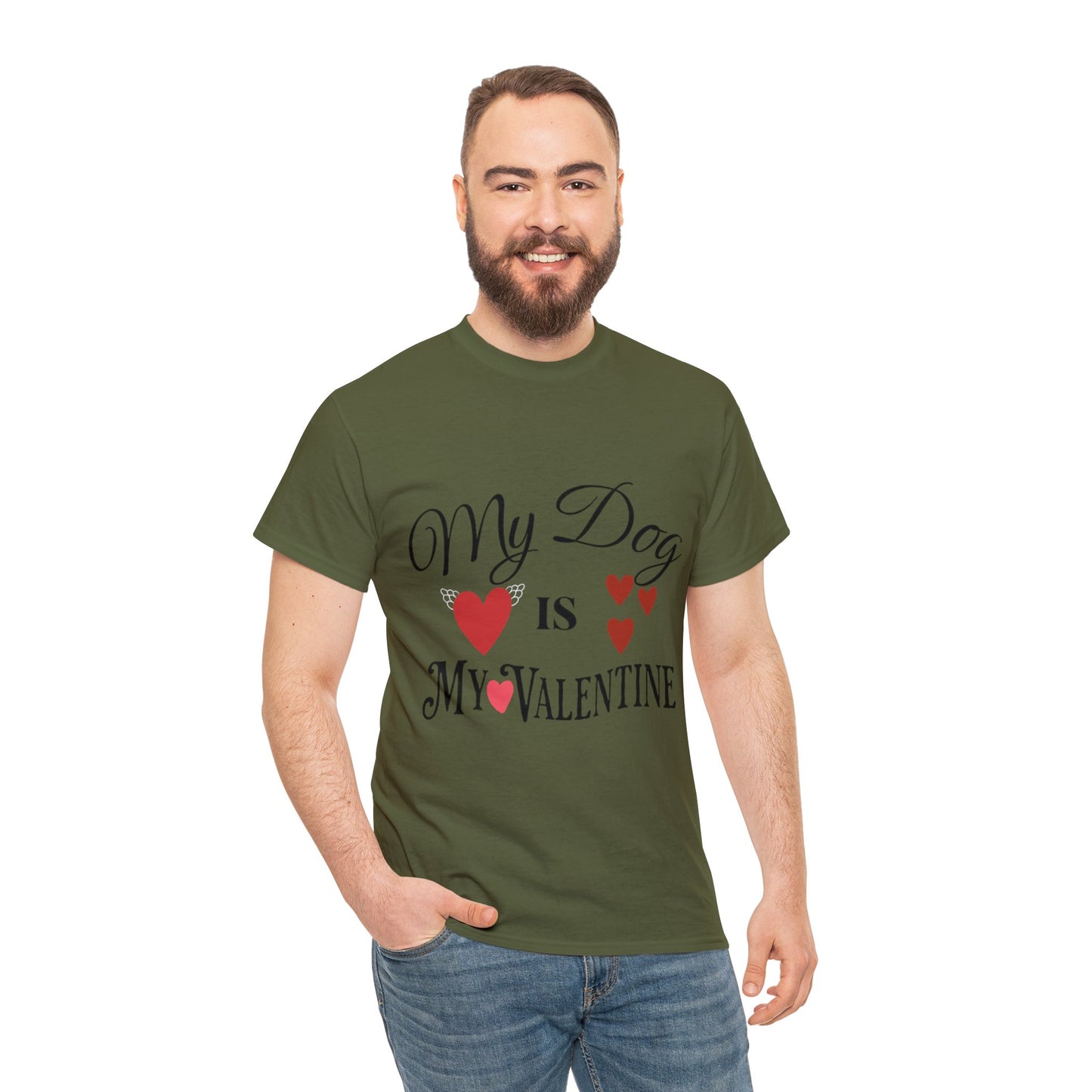 My Dog Is My Valentine1 - Unisex Heavy Cotton Tee