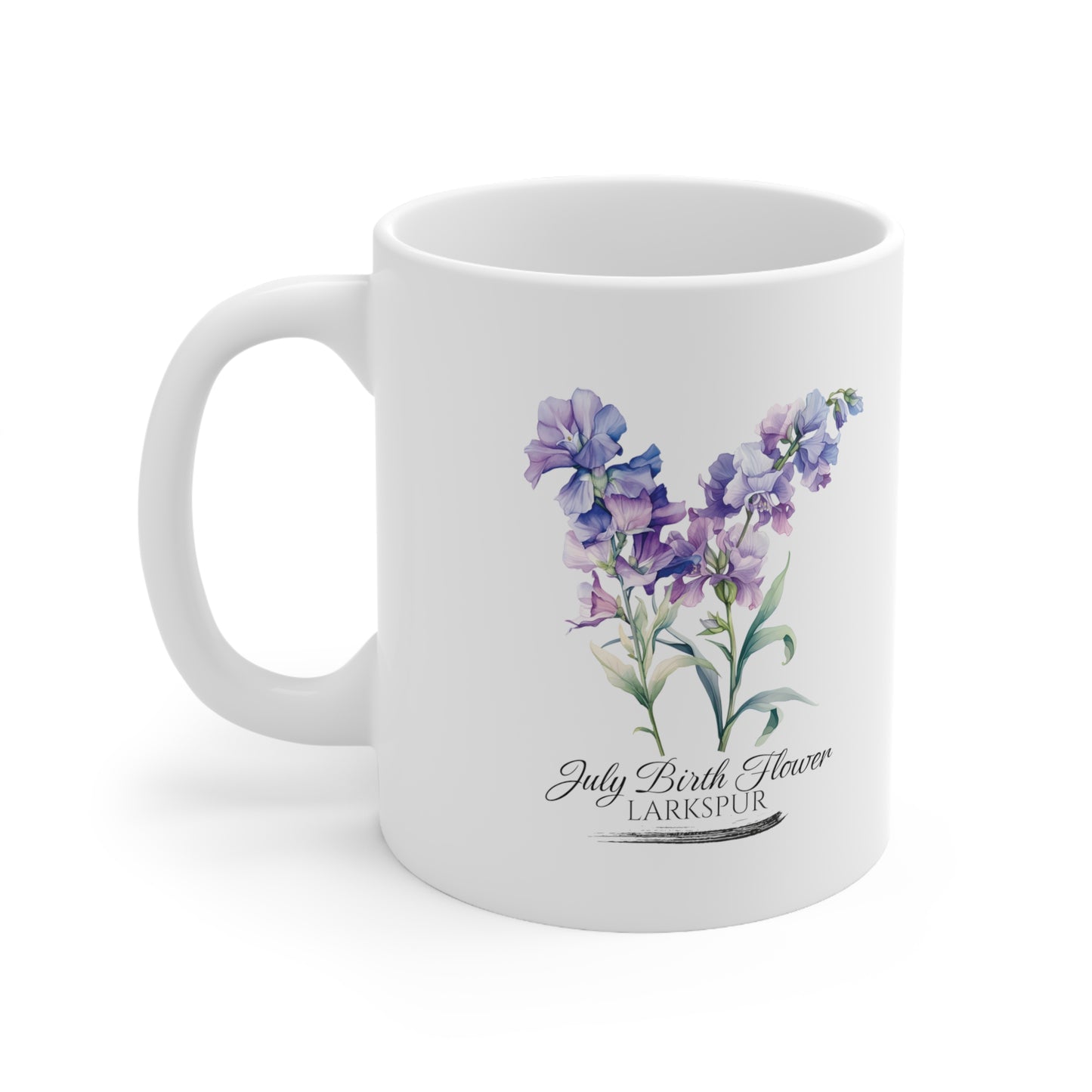 July Birth Flower (Larkspur): Ceramic Mug 11oz