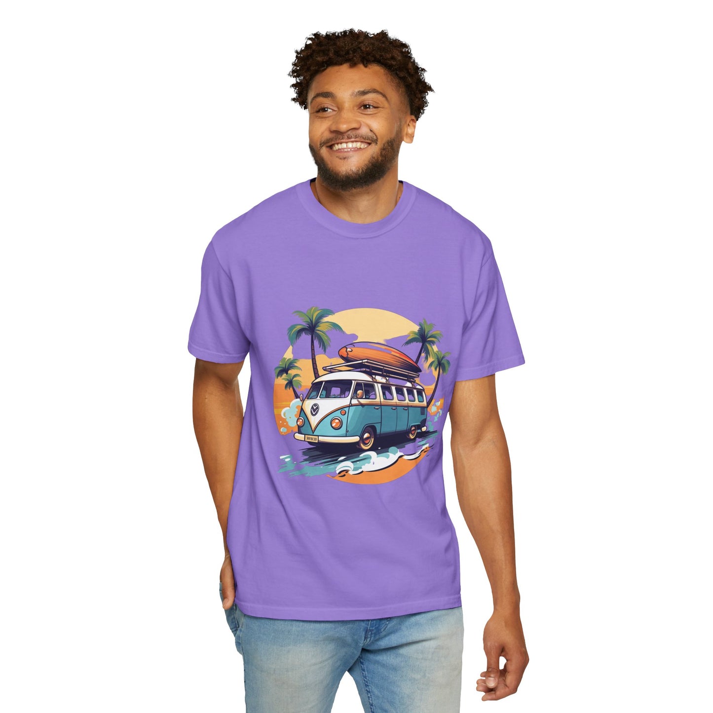 Retro Surf Van: Unisex Garment-Dyed T-shirt