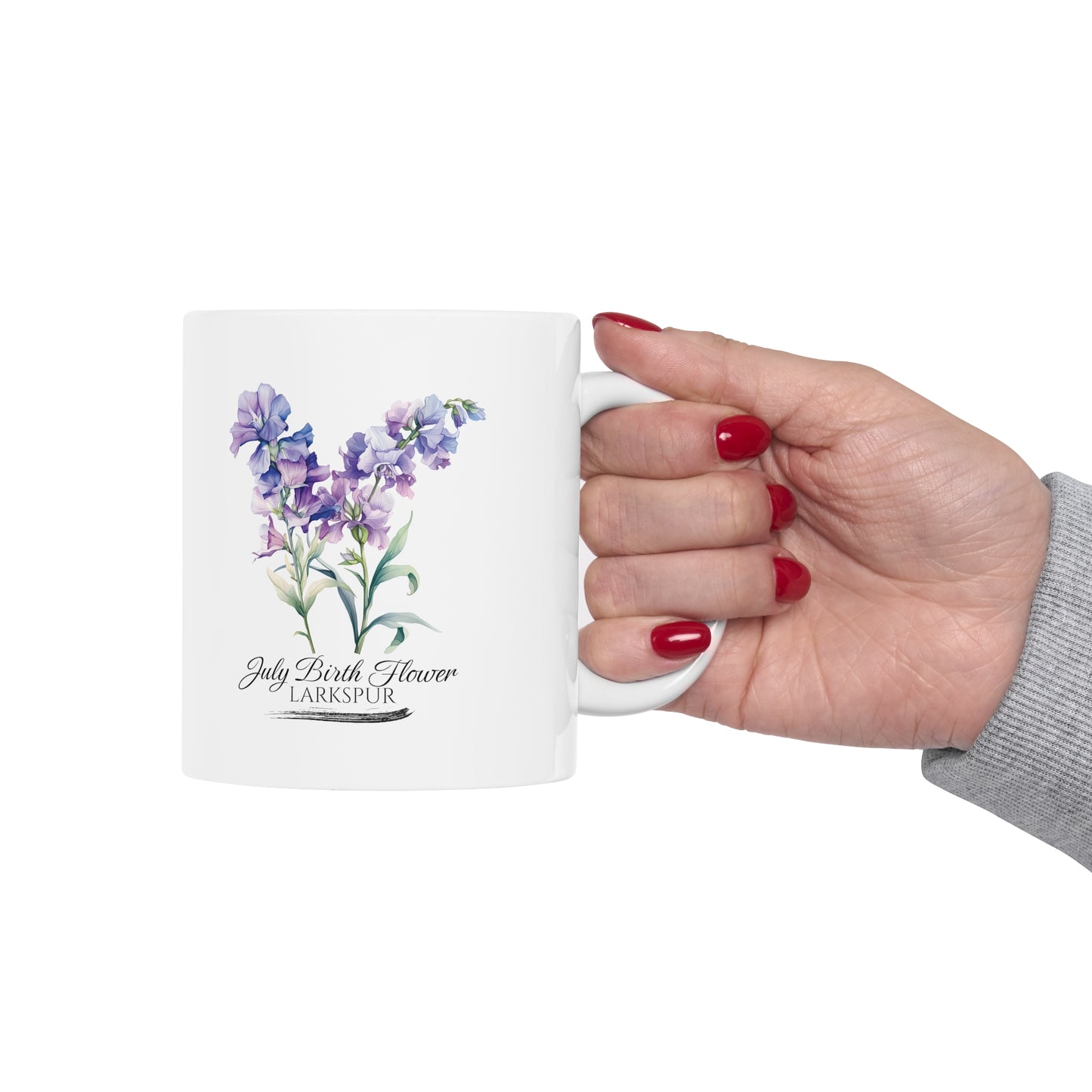 July Birth Flower (Larkspur): Ceramic Mug 11oz