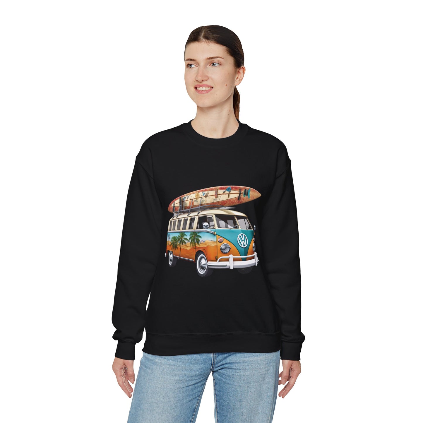 Retro Surf Van - Unisex Heavy Blend™ Crewneck Sweatshirt