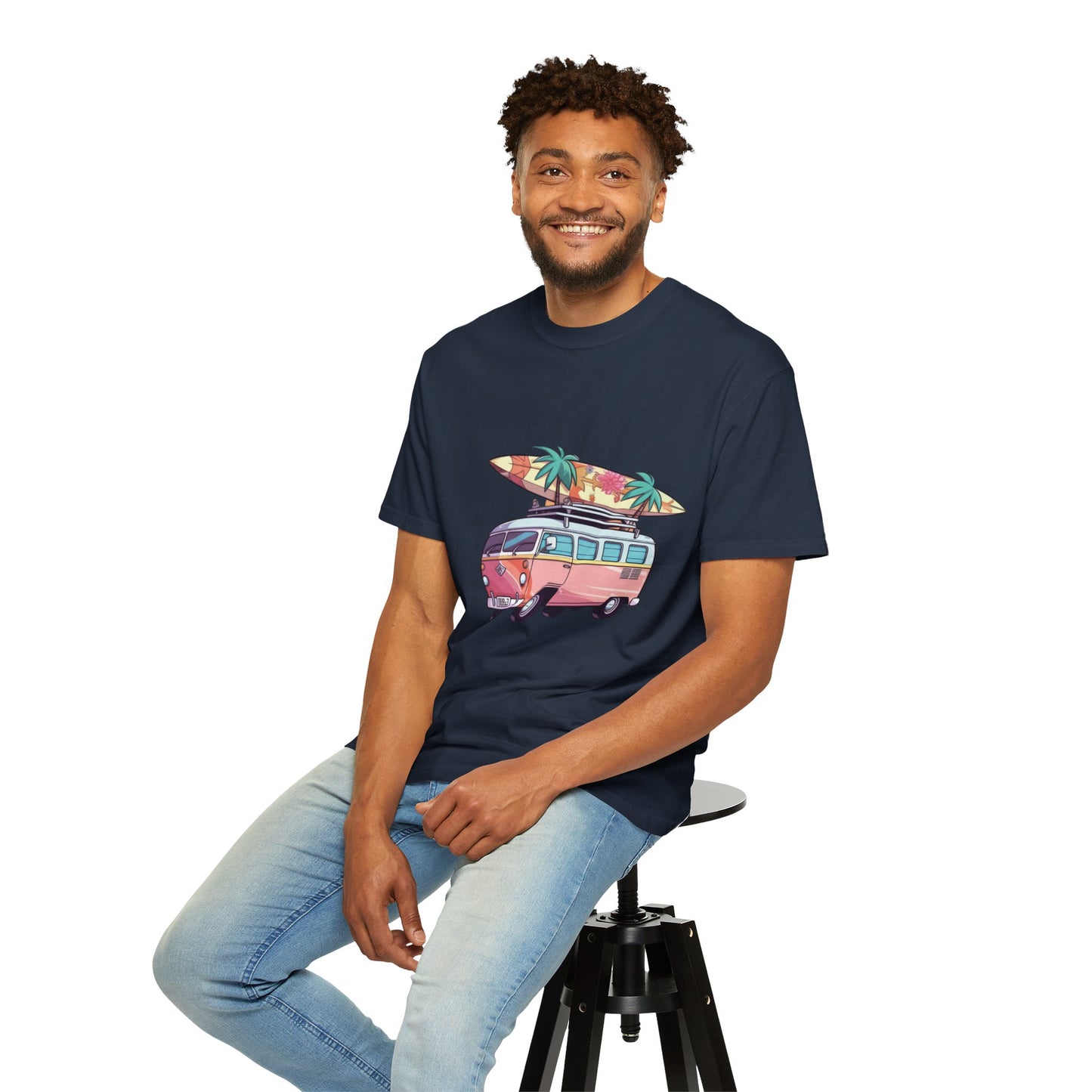 Retro Surf Van: Unisex Garment-Dyed T-shirt