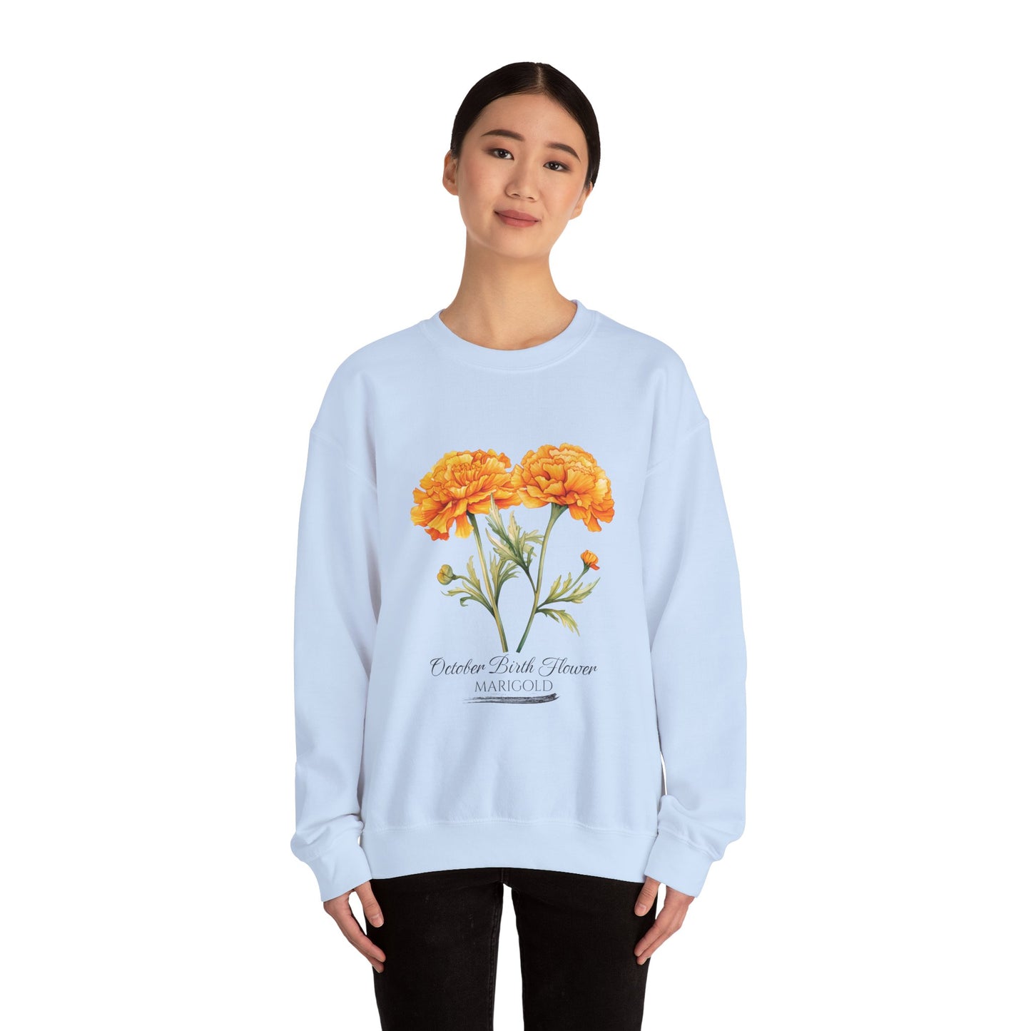 October Birth Flower (Marigold) - Unisex Heavy Blend™ Crewneck Sweatshirt