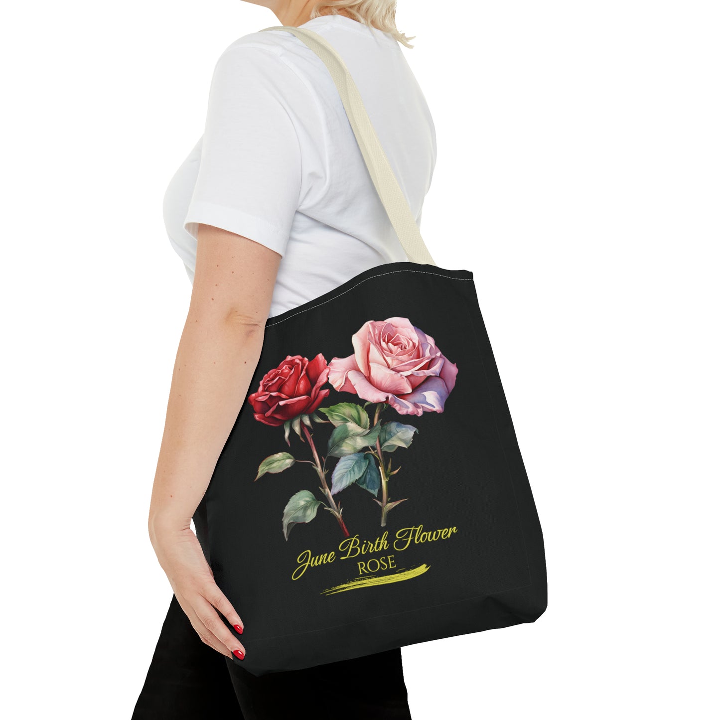 June Birth Flower: Rose - Tote Bag (AOP)