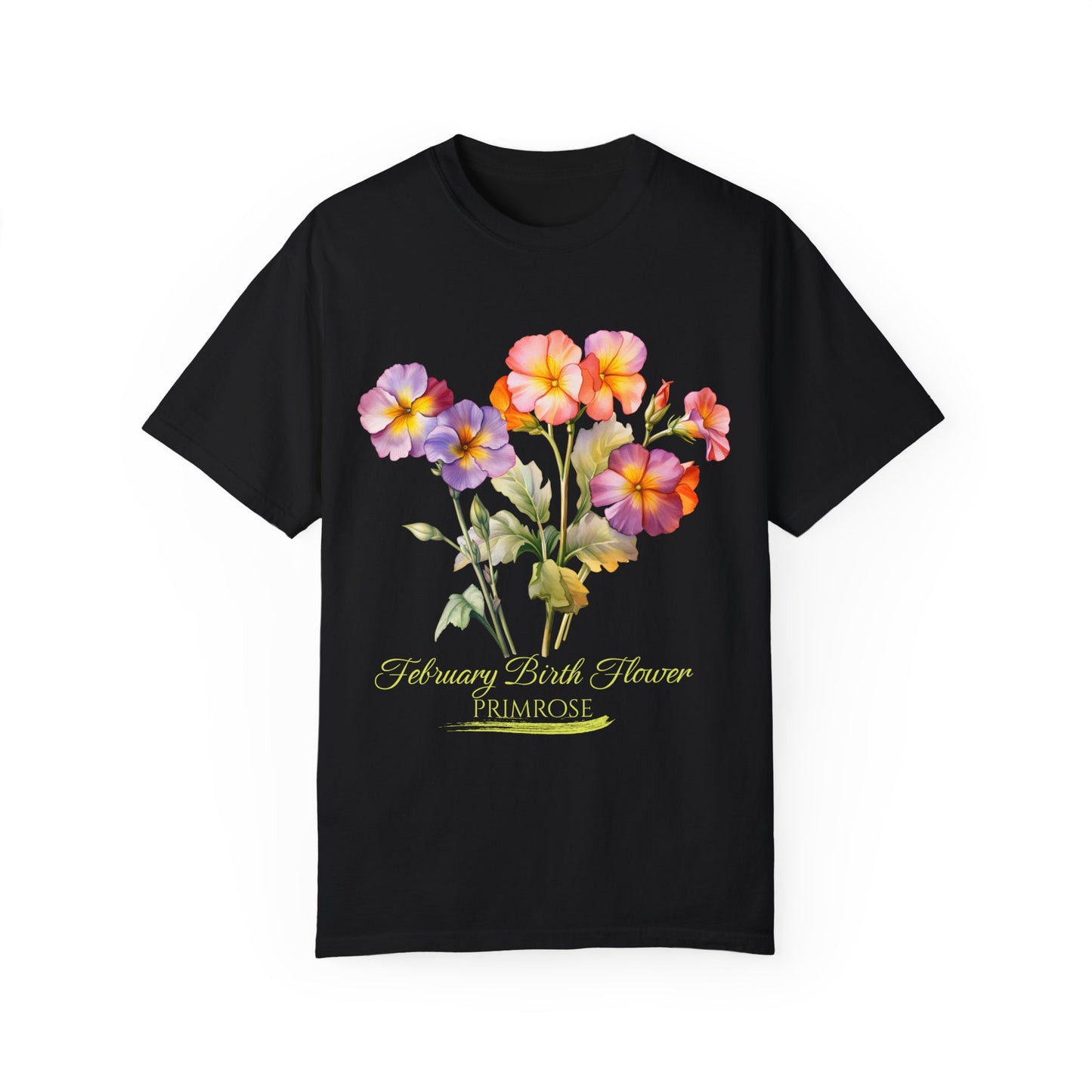 February Birth Flower "Violet" (For Dark Print) Unisex Garment-Dyed T-shirt