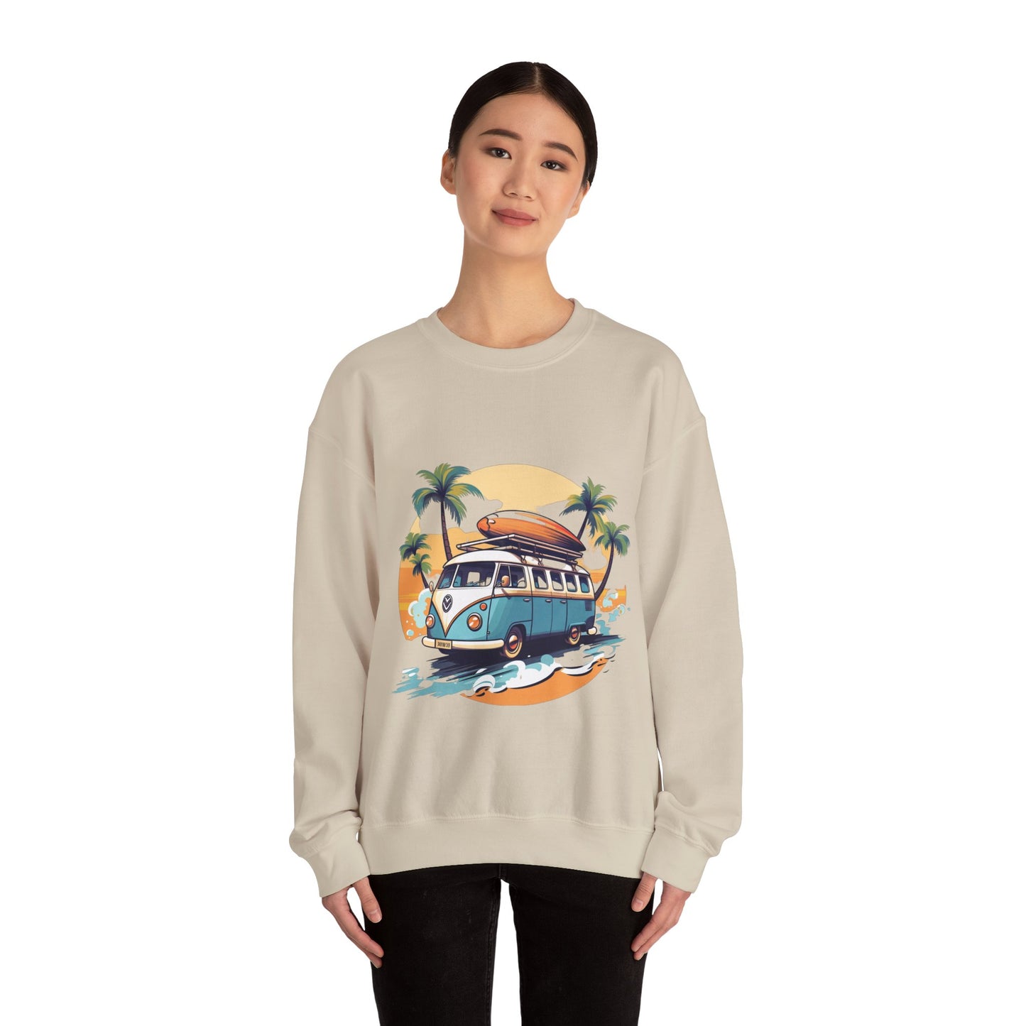 Retro Surf Van - Unisex Heavy Blend™ Crewneck Sweatshirt