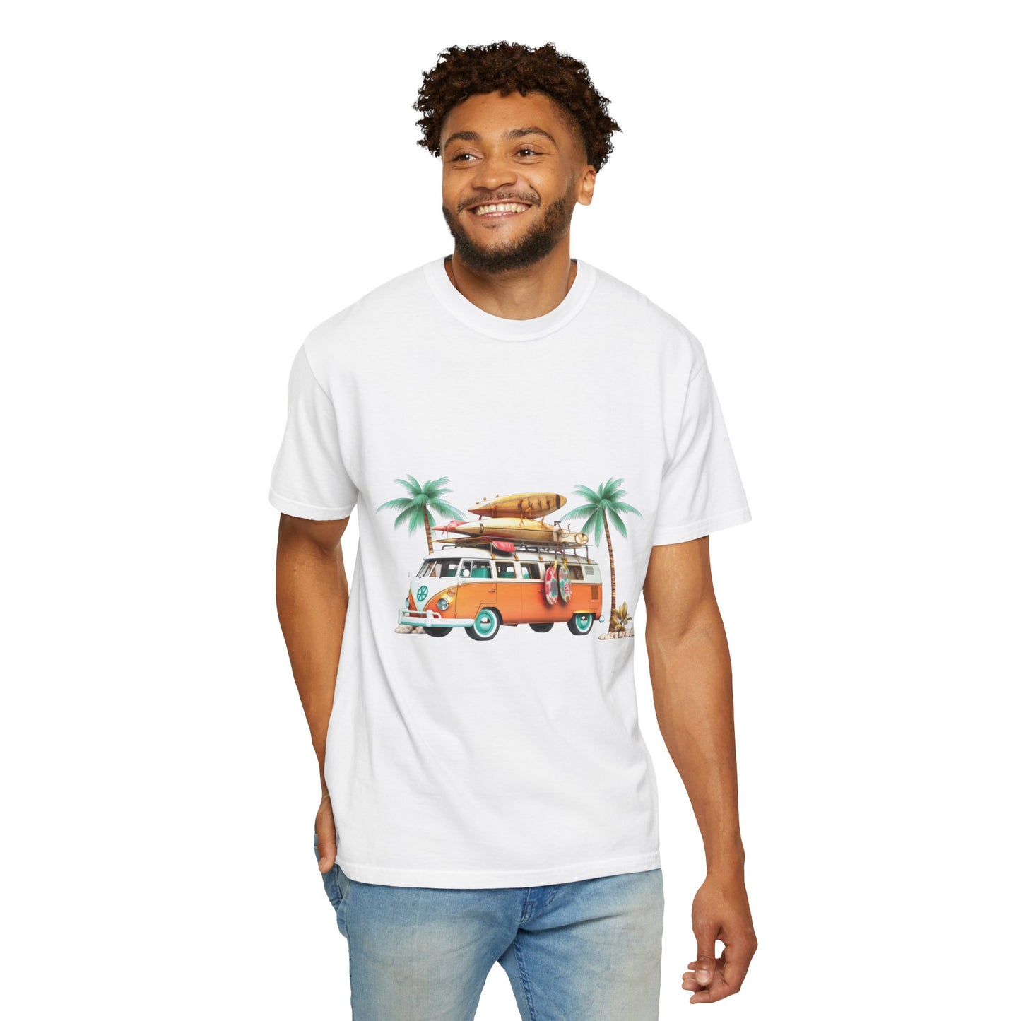 Retro Surf Van: Unisex Garment-Dyed T-shirt