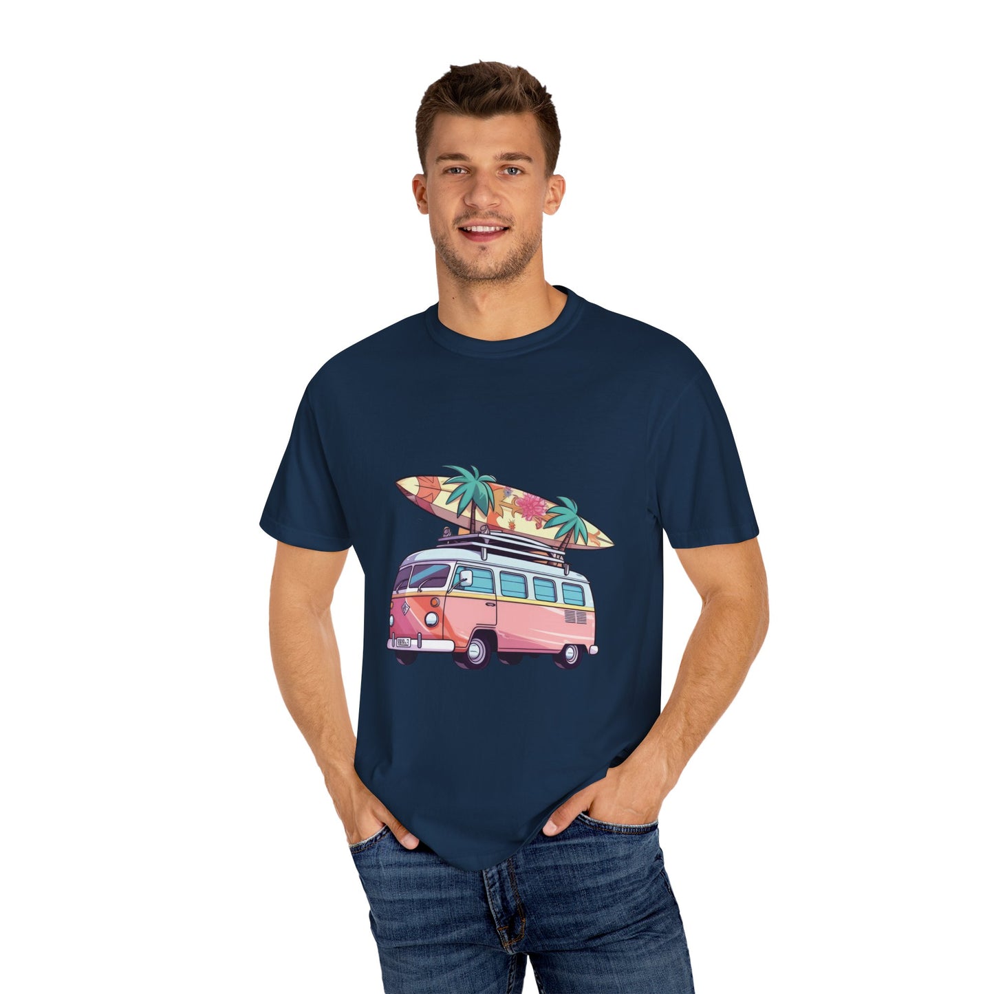 Retro Surf Van: Unisex Garment-Dyed T-shirt