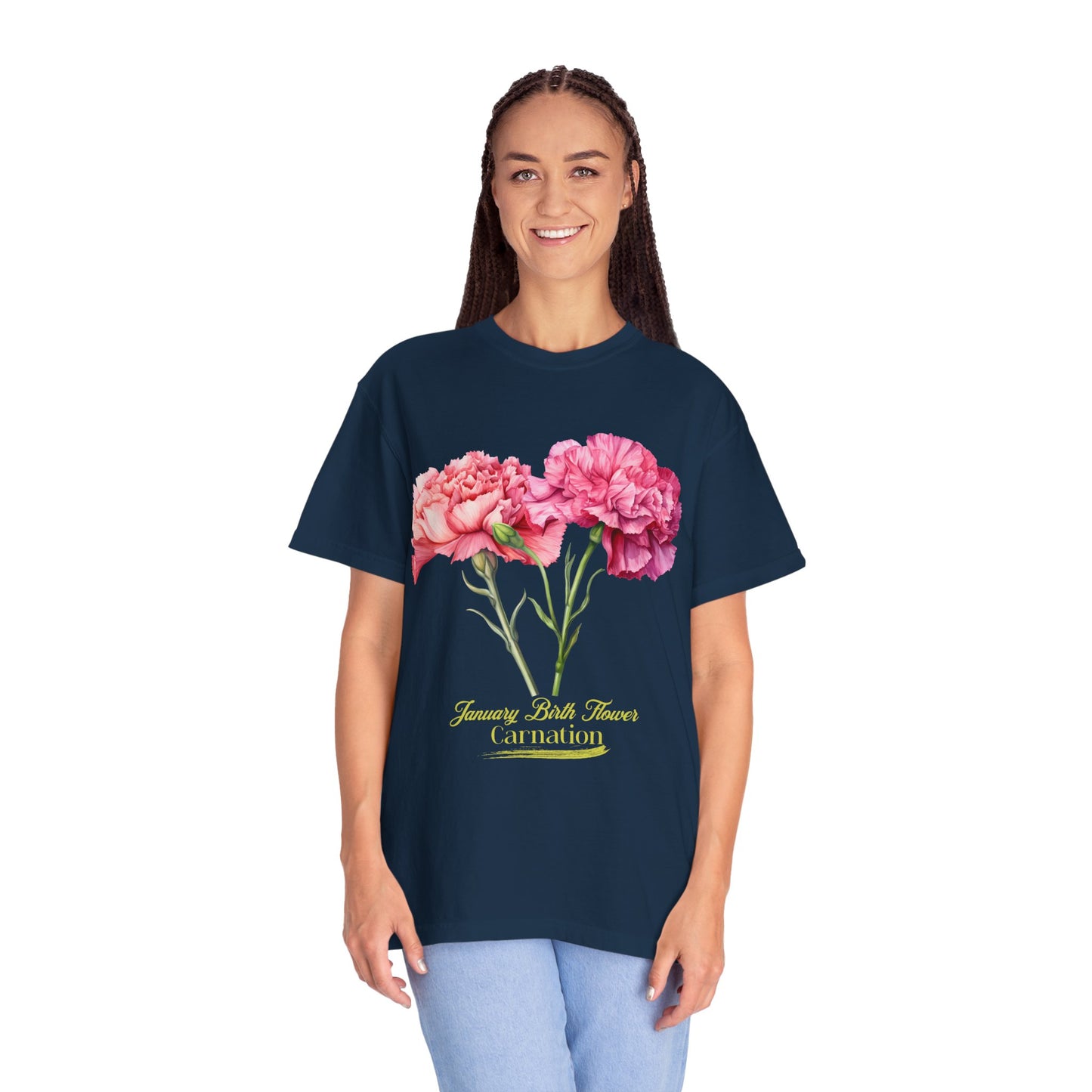 January Birth Flower "Daffodil" (For Print on Dark Fabric) - Unisex Garment-Dyed T-shirt