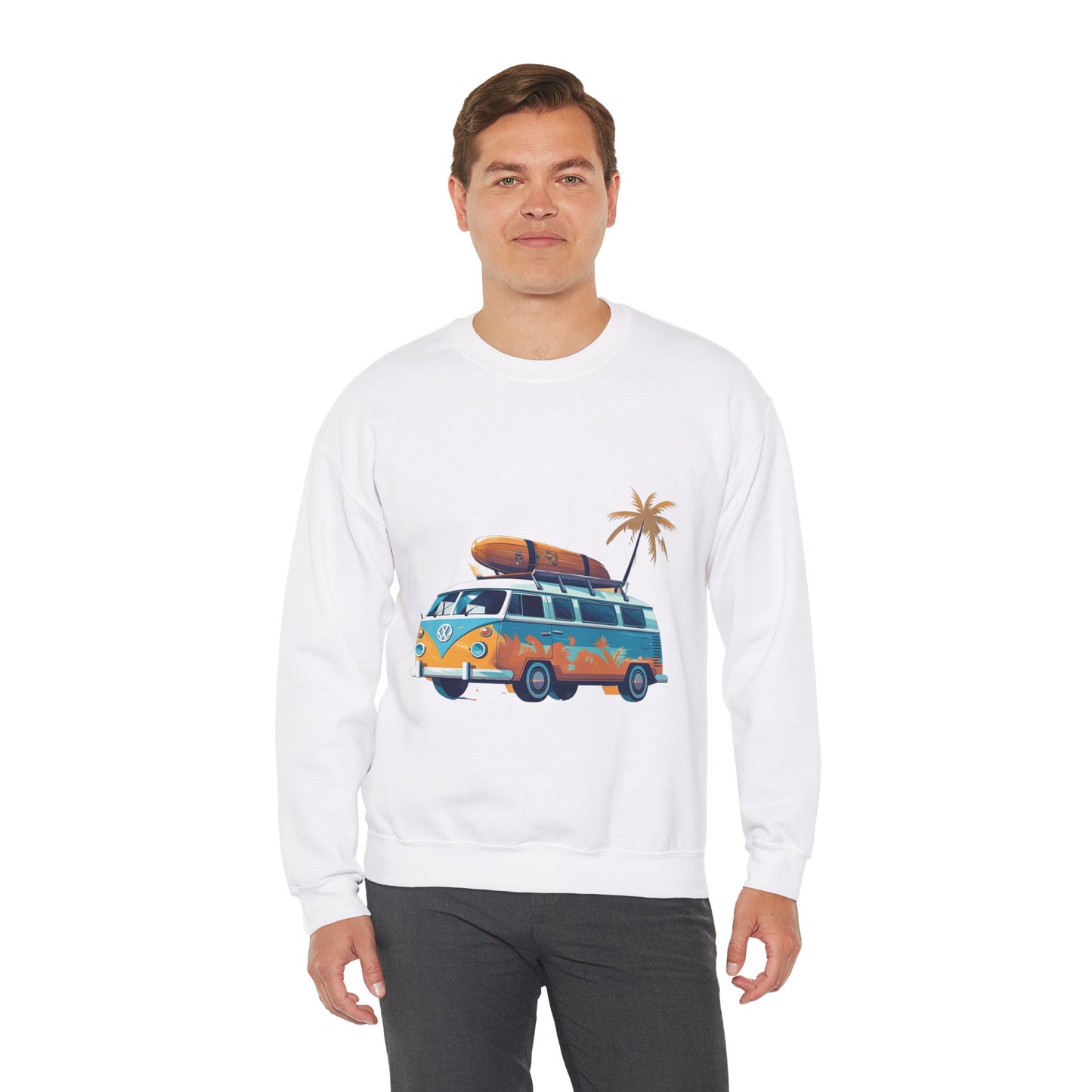 Retro Surf Van - Unisex Heavy Blend™ Crewneck Sweatshirt