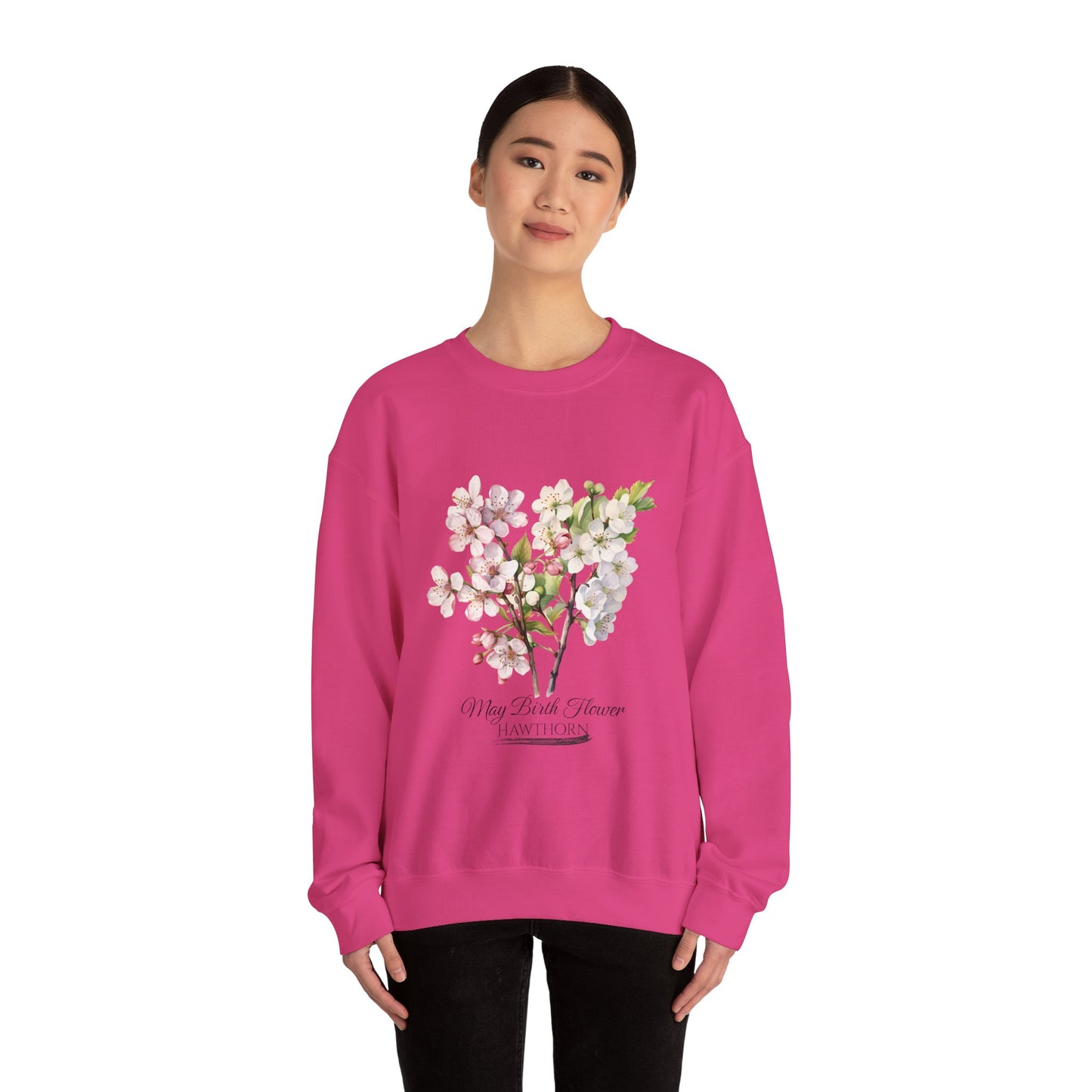 May Birth Flower (Hawthorn) - Unisex Heavy Blend™ Crewneck Sweatshirt