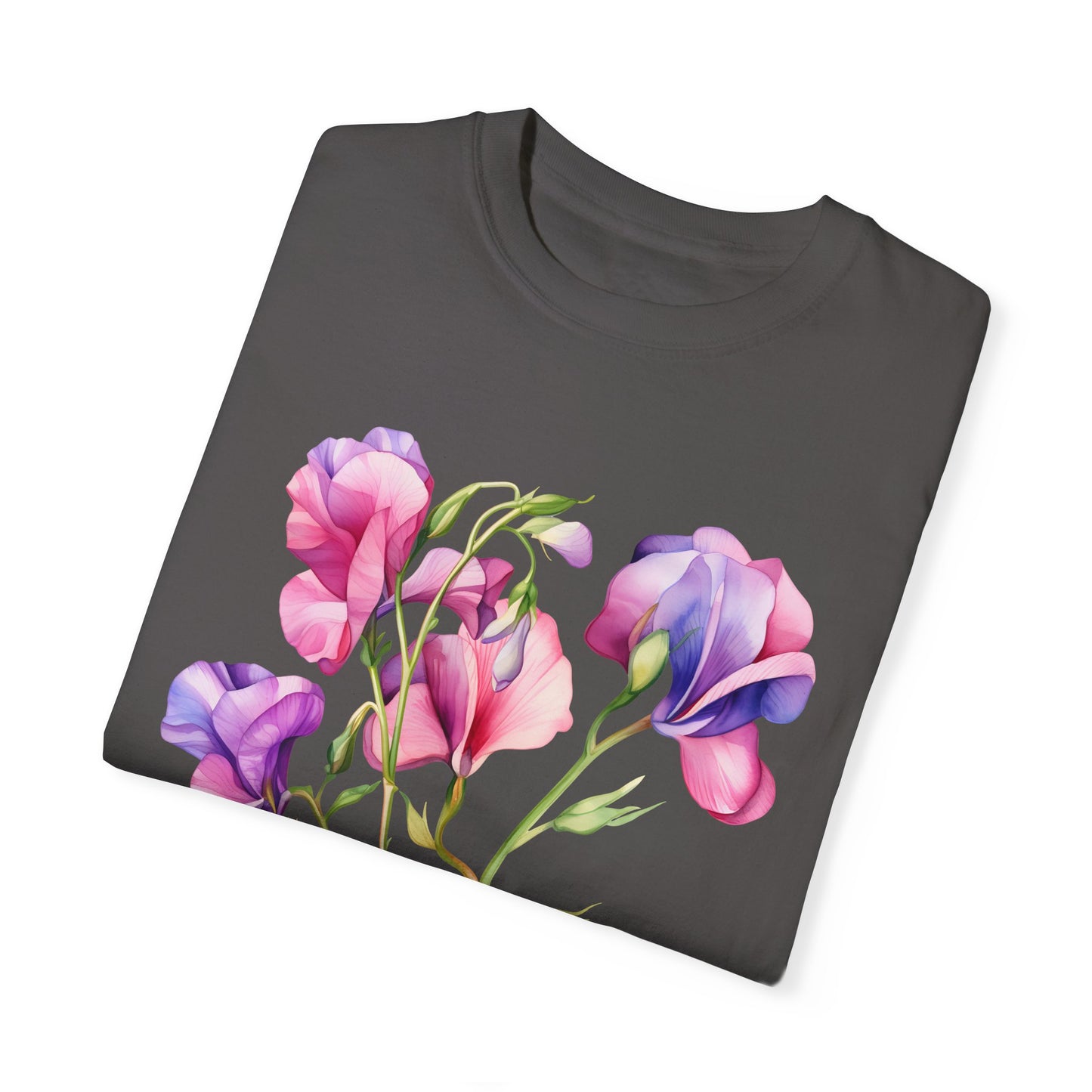 April Birth Flower "Sweet Pea" (For Print on Dark Fabric) - Unisex Garment-Dyed T-shirt