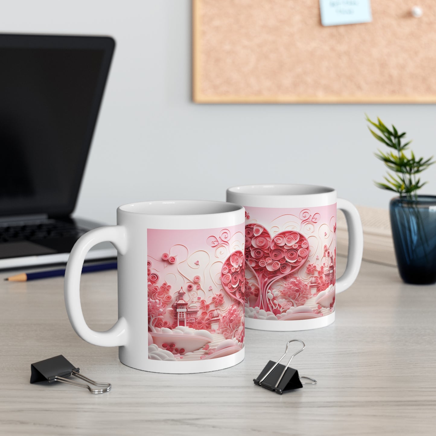 Valentine's two fantasy hearts: Ceramic Mug 11oz