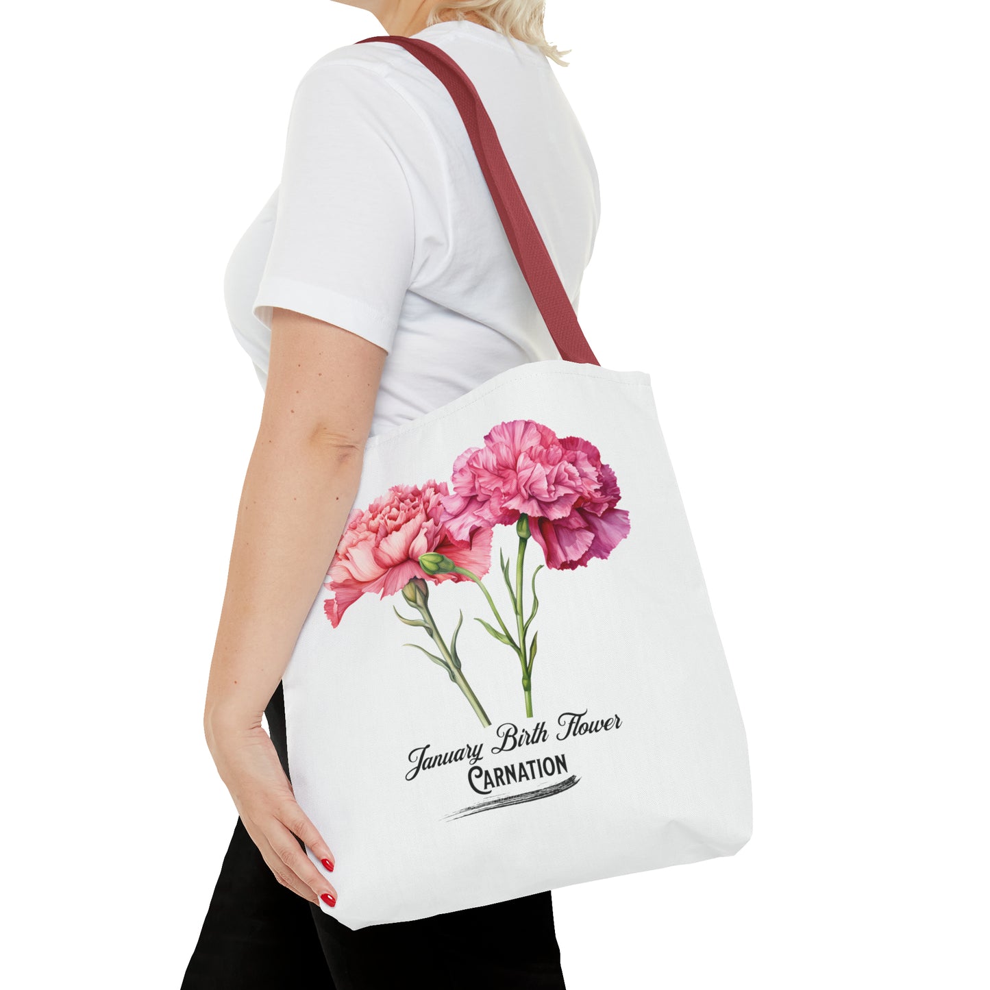 January Birth Flower: Carnation - Tote Bag (AOP)