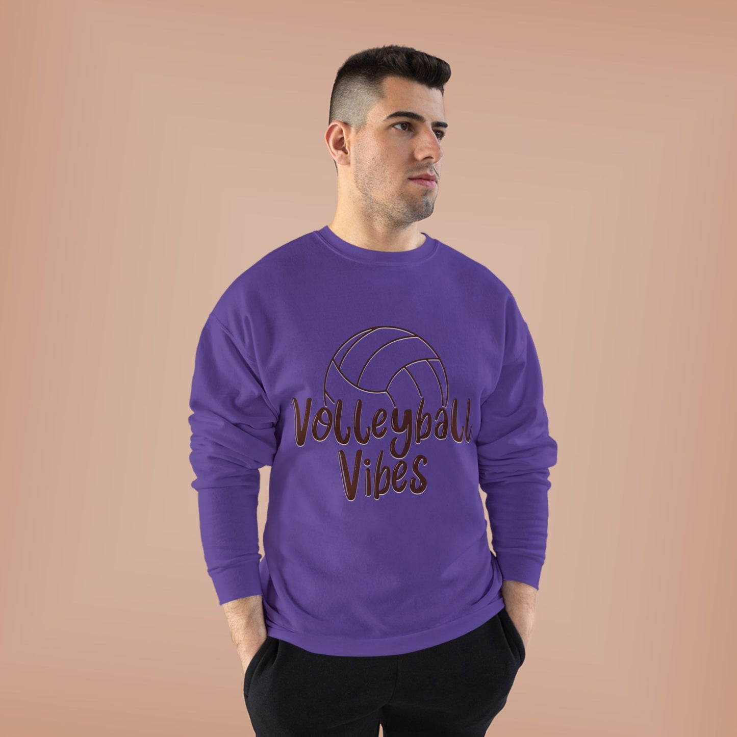 Unisex Volleyball Vibes Crewneck Sweatshirt, Trendy Sports Apparel, Cozy Gift for Athletes, Volleyball Lover's Gear, Eco-Friendly Fashion