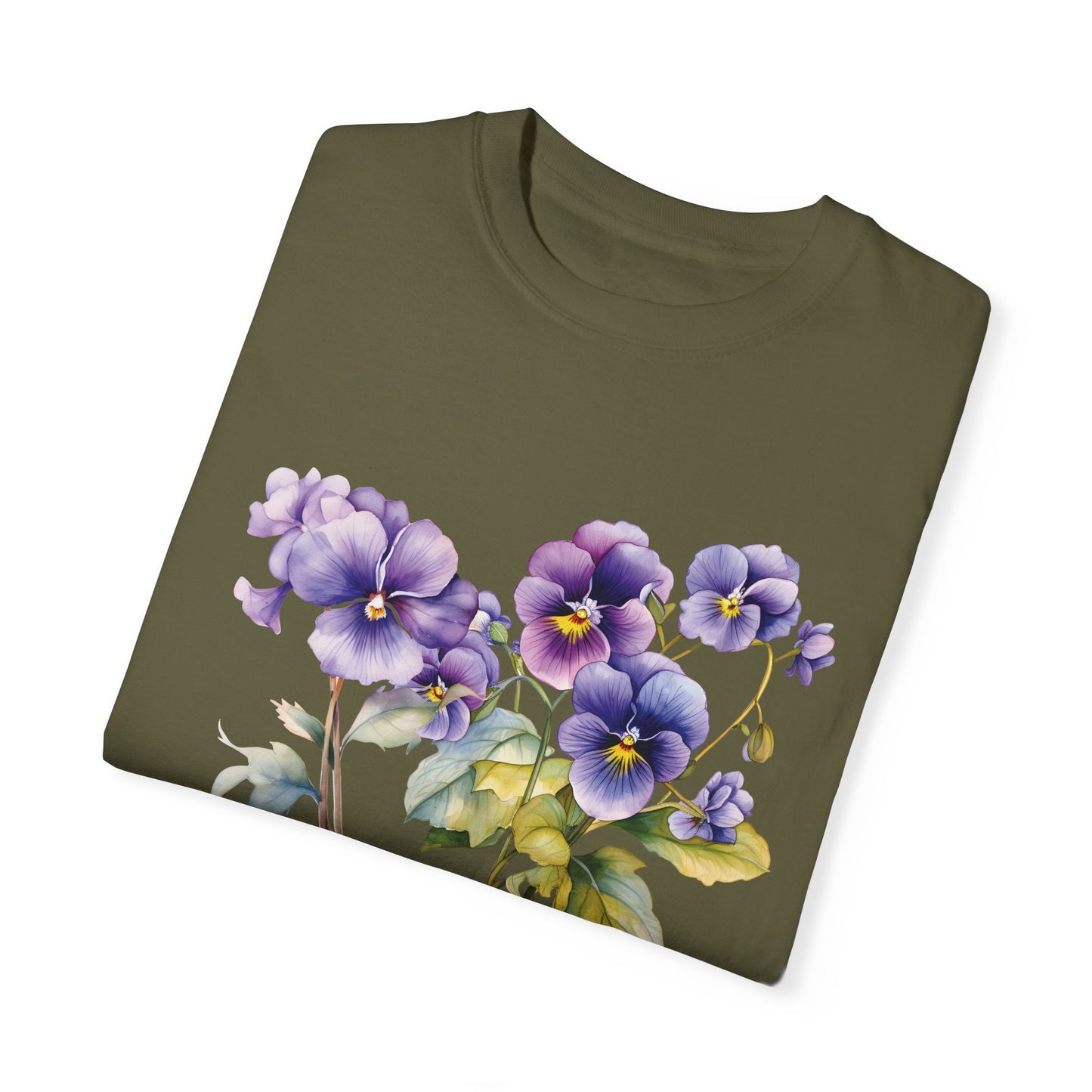 February Birth Flower "Violet" - Unisex Garment-Dyed T-shirt