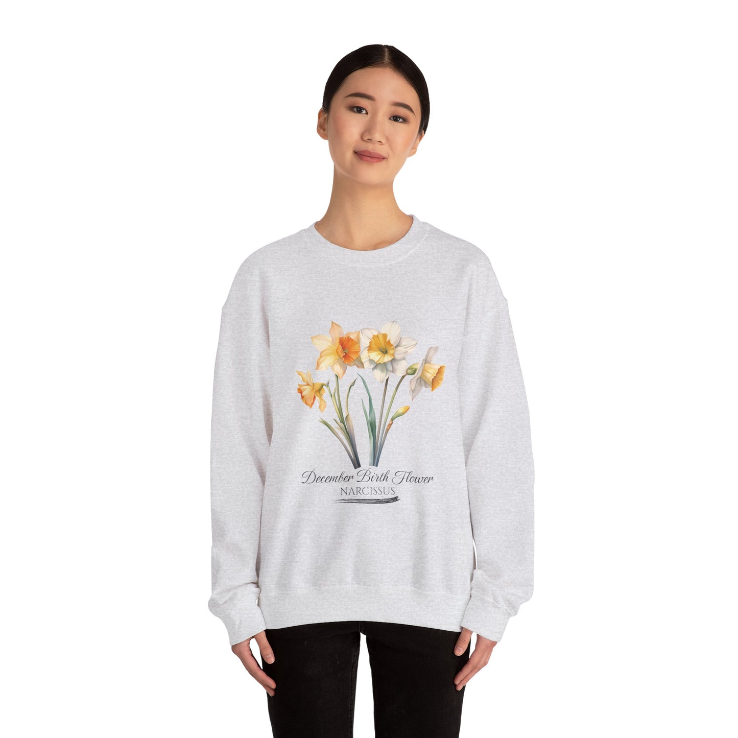 December Birth Flower (Narcisus) - Unisex Heavy Blend™ Crewneck Sweatshirt