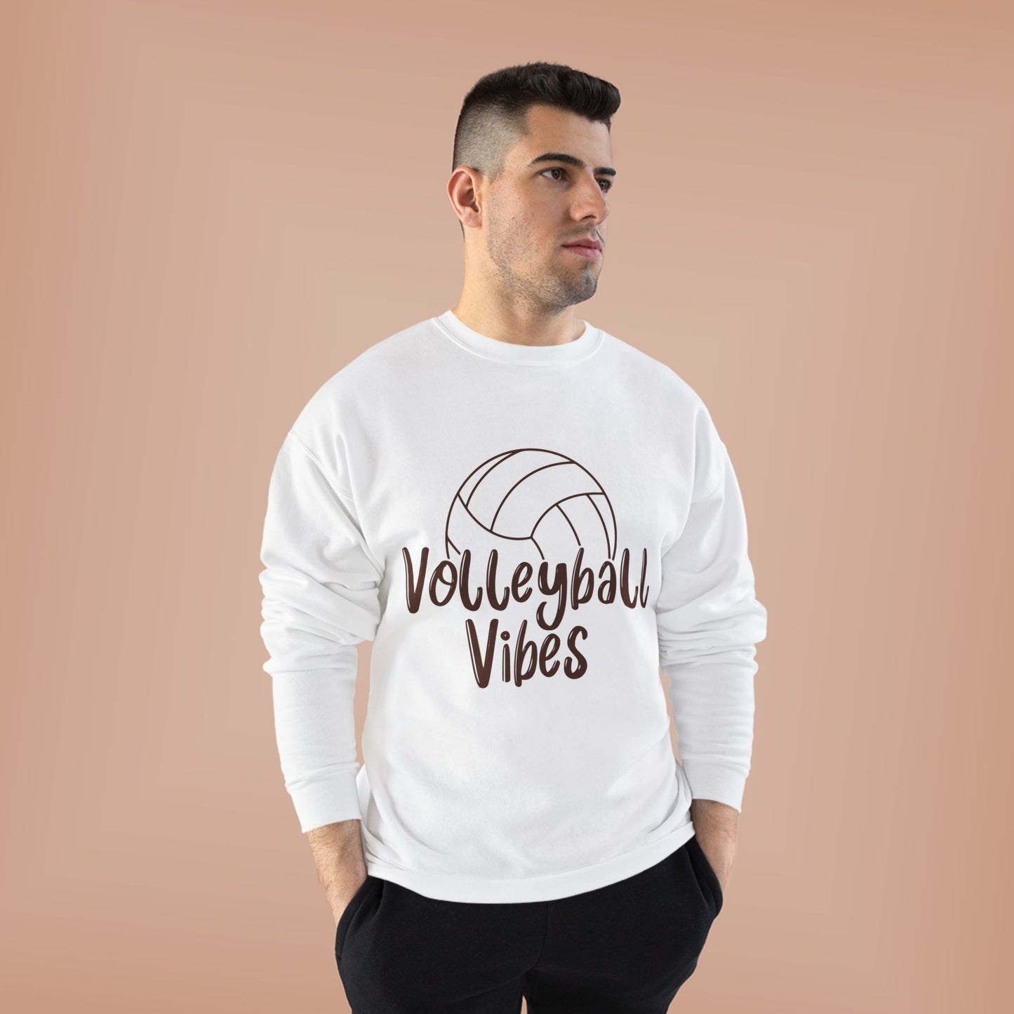 Unisex Volleyball Vibes Crewneck Sweatshirt, Trendy Sports Apparel, Cozy Gift for Athletes, Volleyball Lover's Gear, Eco-Friendly Fashion