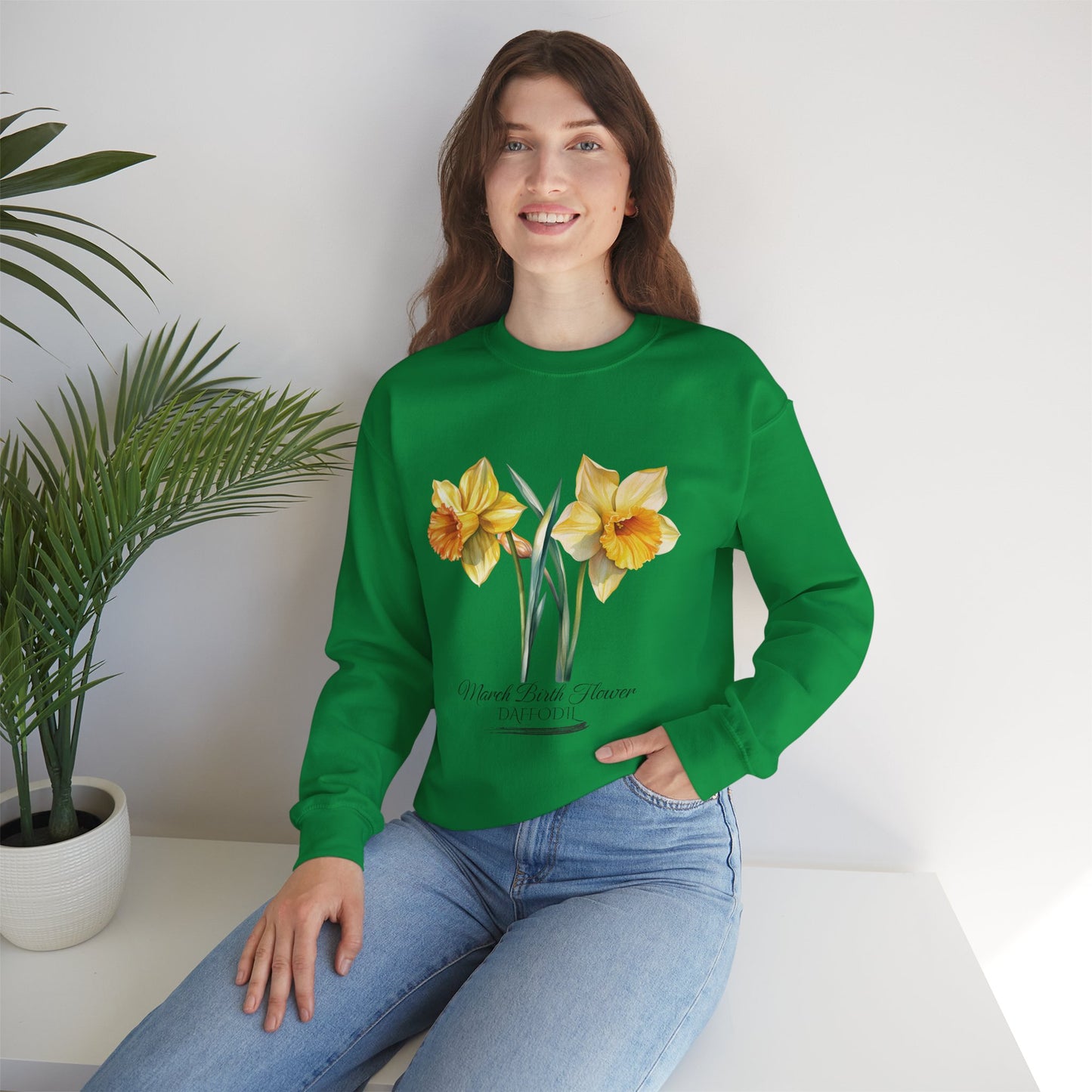 March Birth Flower (Daffodil) - Unisex Heavy Blend™ Crewneck Sweatshirt