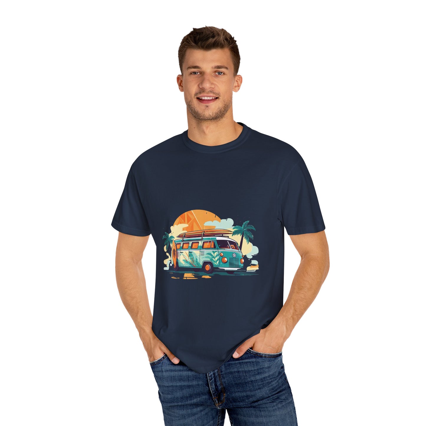 Retro Surf Van: Unisex Garment-Dyed T-shirt