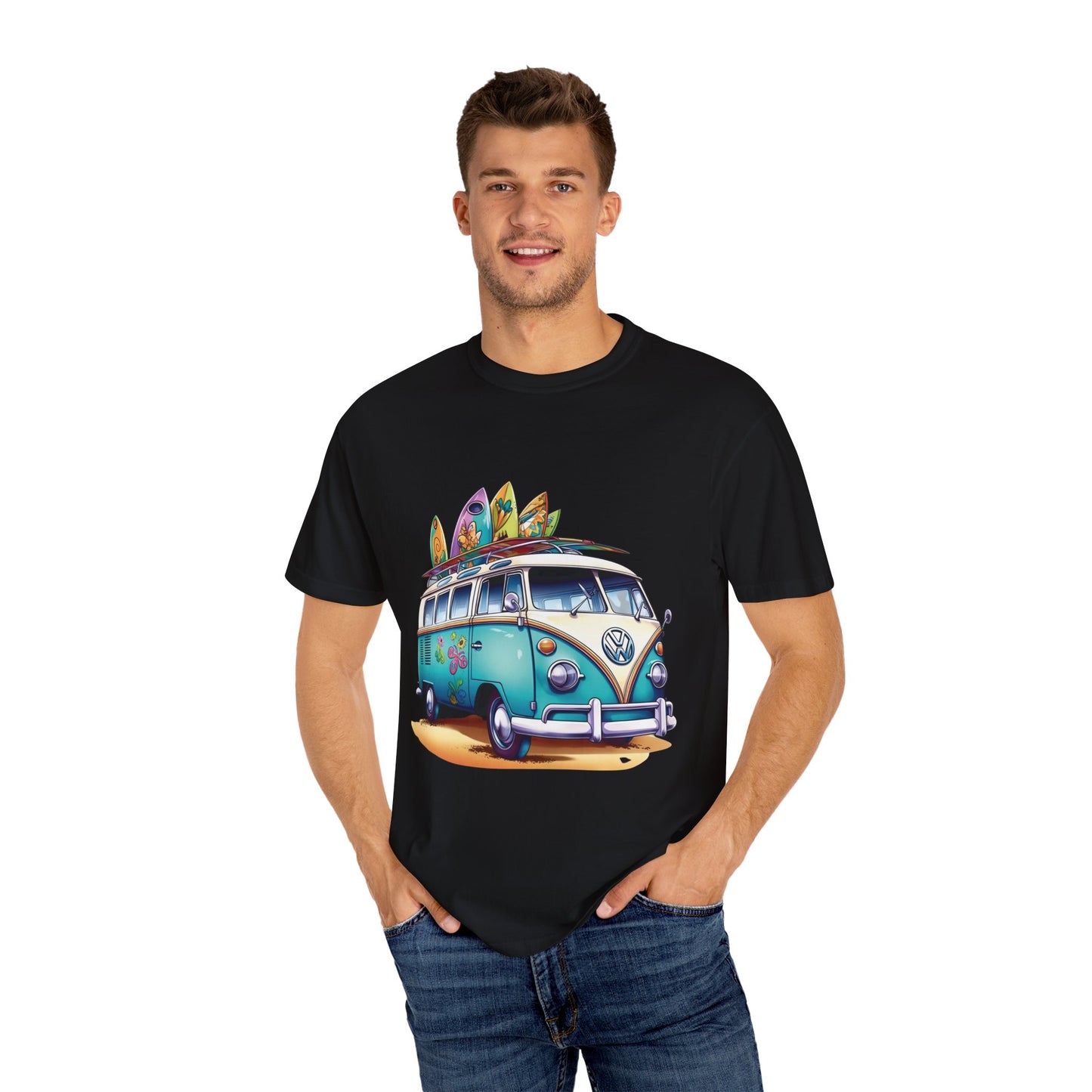 Retro Surf Van: Unisex Garment-Dyed T-shirt