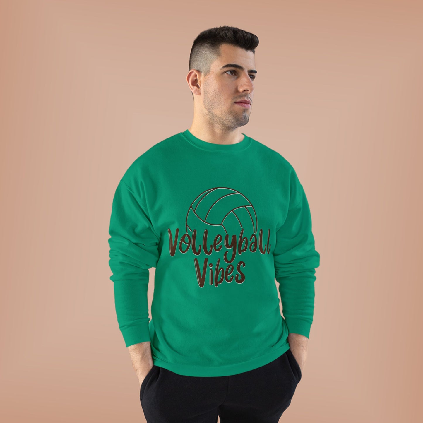 Unisex Volleyball Vibes Crewneck Sweatshirt, Trendy Sports Apparel, Cozy Gift for Athletes, Volleyball Lover's Gear, Eco-Friendly Fashion