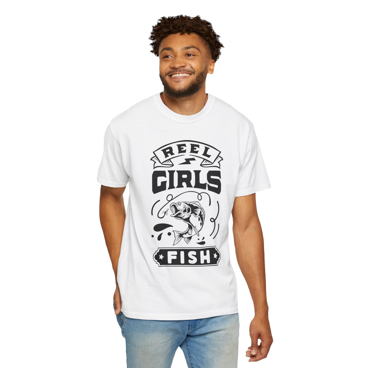 Reel girls fish: Unisex Garment-Dyed T-shirt