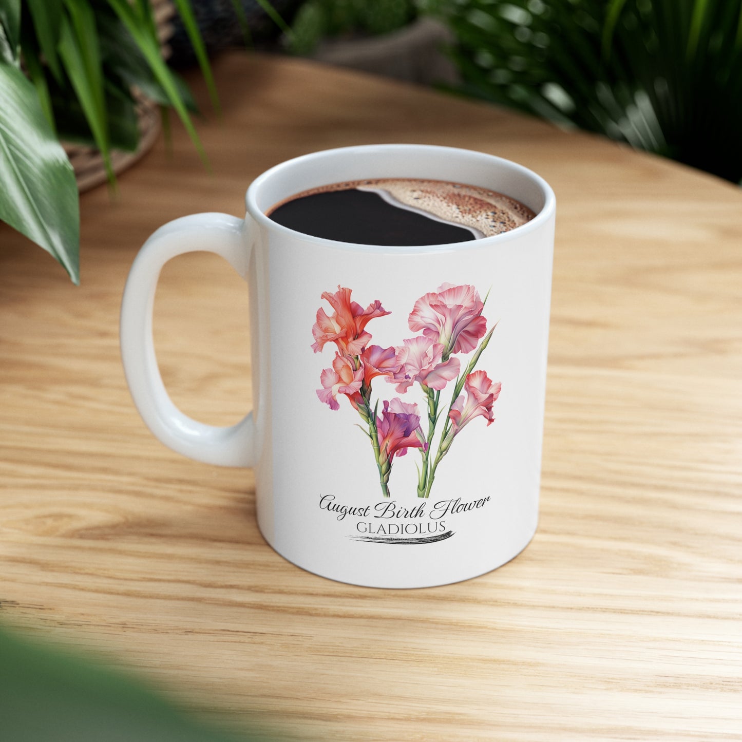 August Birth Flower (Gladiolus): Ceramic Mug 11oz