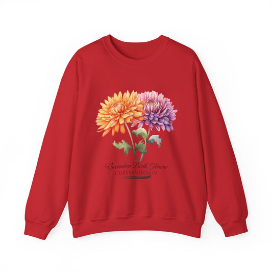 November Birth Flower (Chrysanthemum) - Unisex Heavy Blend™ Crewneck Sweatshirt
