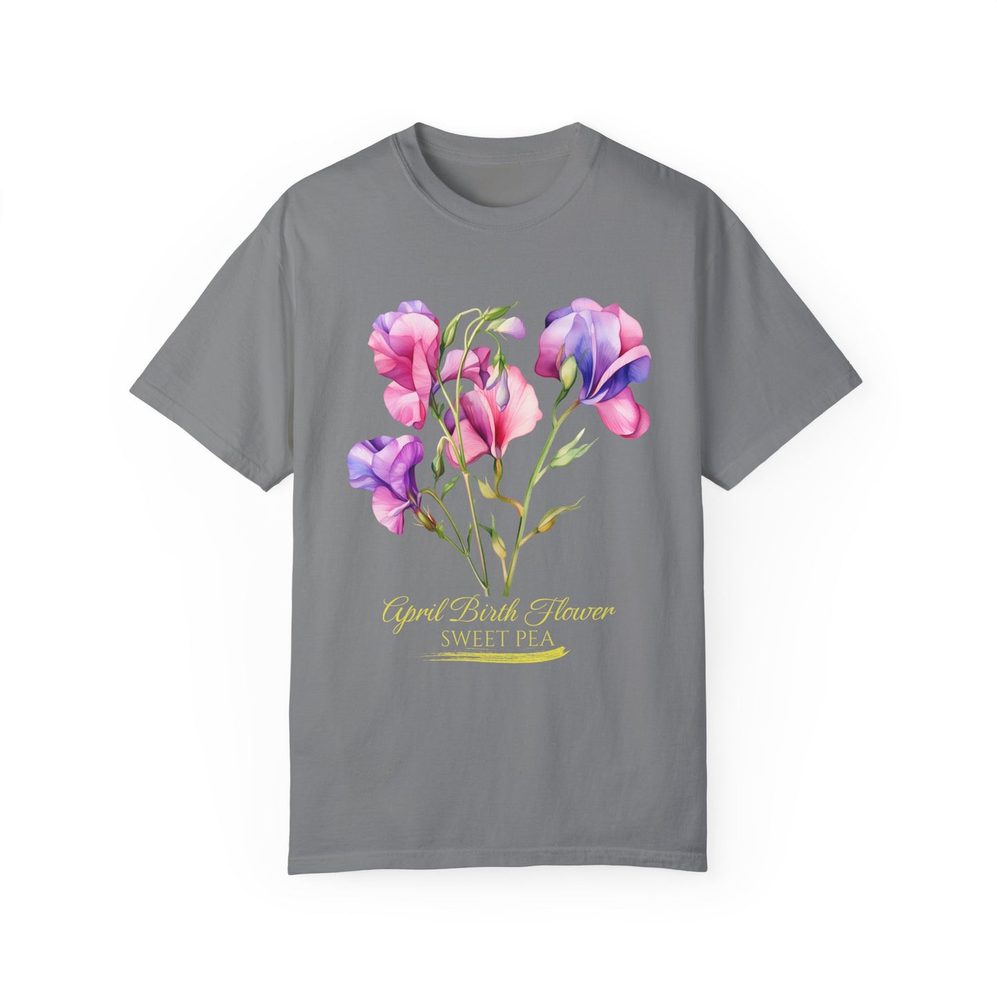 April Birth Flower "Sweet Pea" (For Print on Dark Fabric) - Unisex Garment-Dyed T-shirt