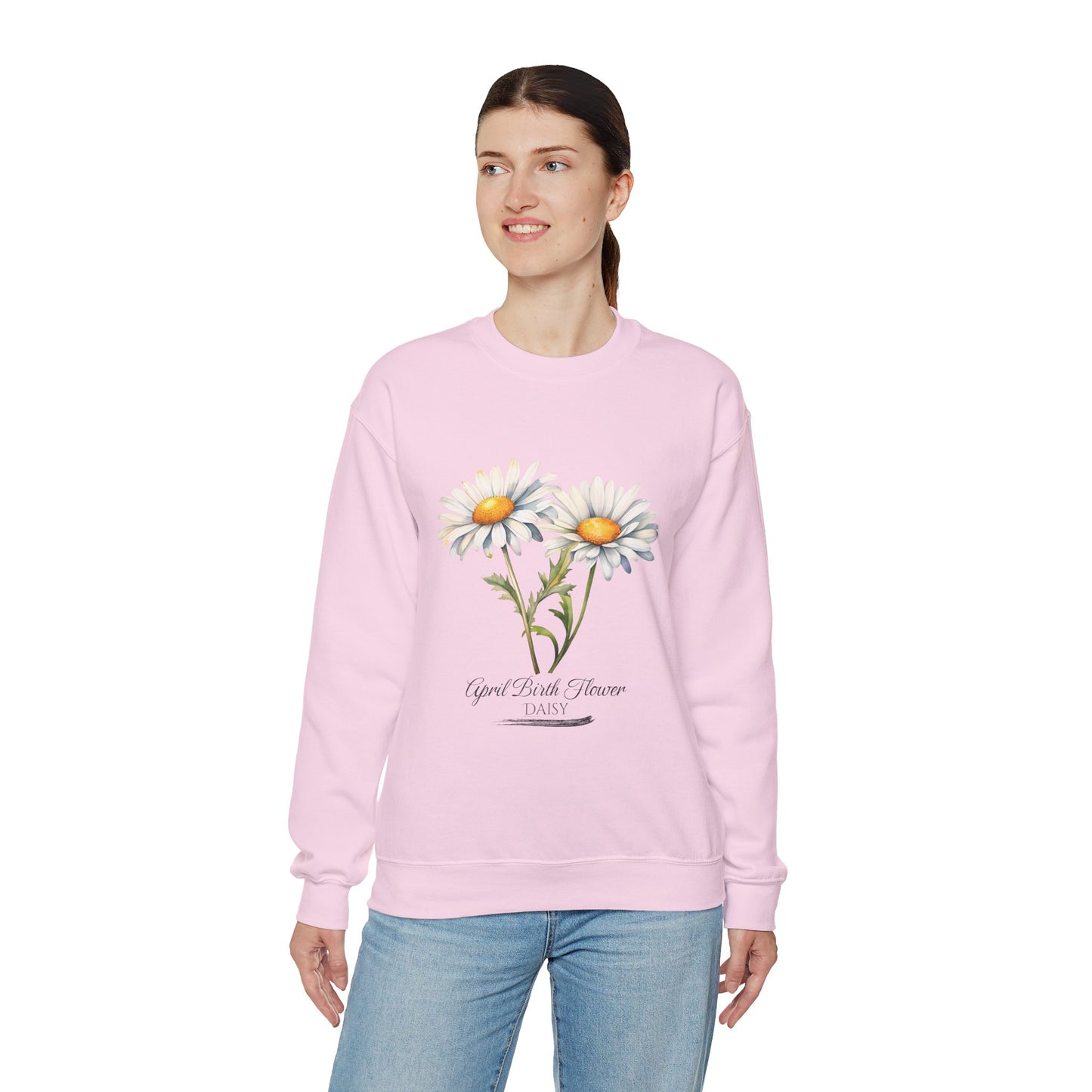 April Birth Flower (Daisy) - Unisex Heavy Blend™ Crewneck Sweatshirt