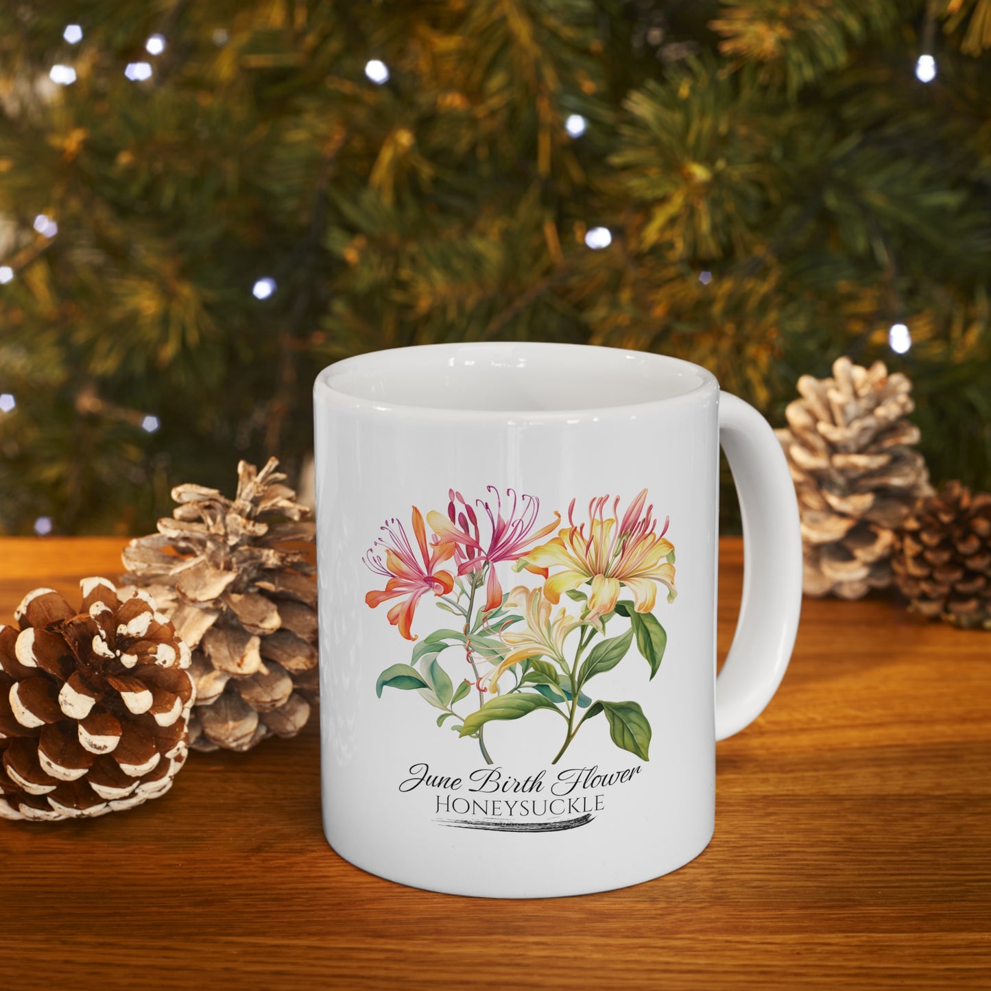 June Birth Flower (Honeysuckle): Ceramic Mug 11oz