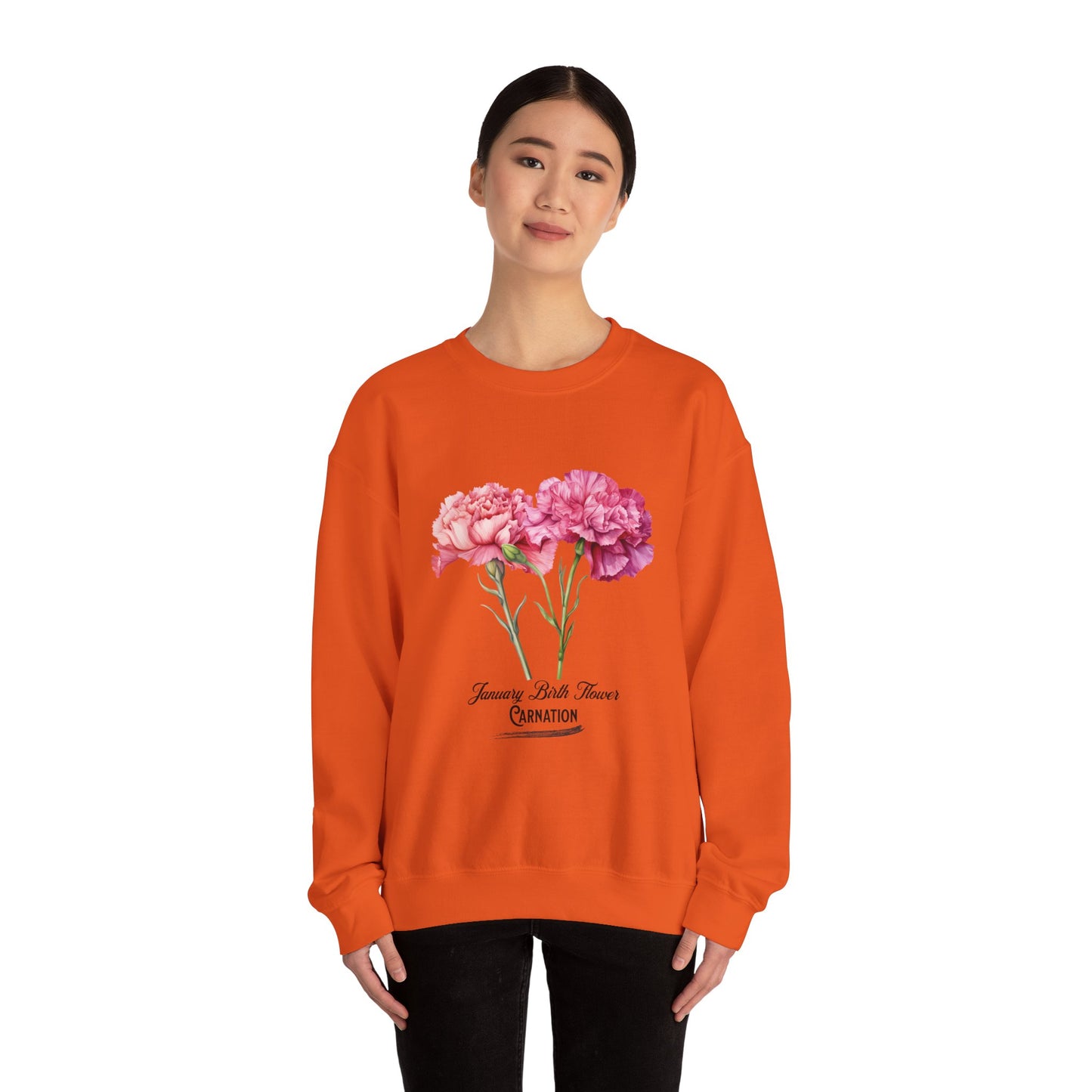 January Birth Flower (Carnation) - Unisex Heavy Blend™ Crewneck Sweatshirt