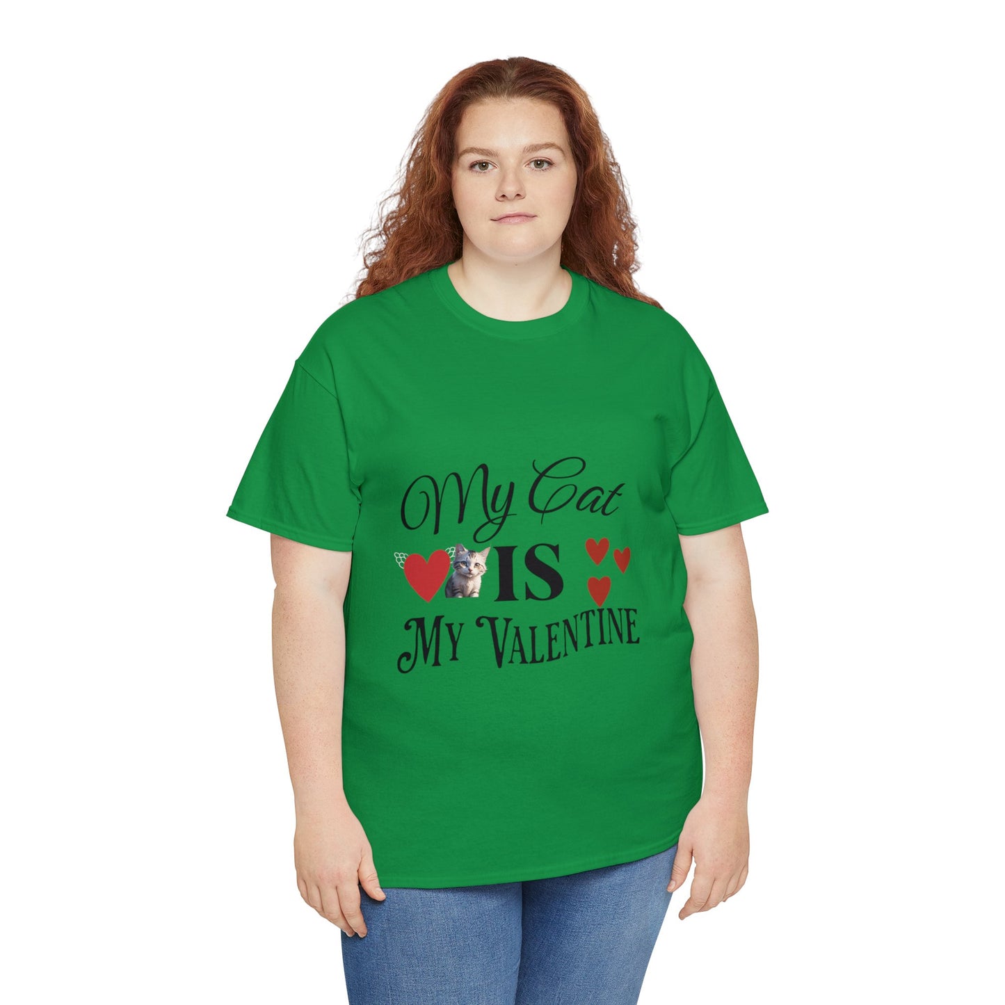 My cat is my valentine - Unisex Heavy Cotton Tee