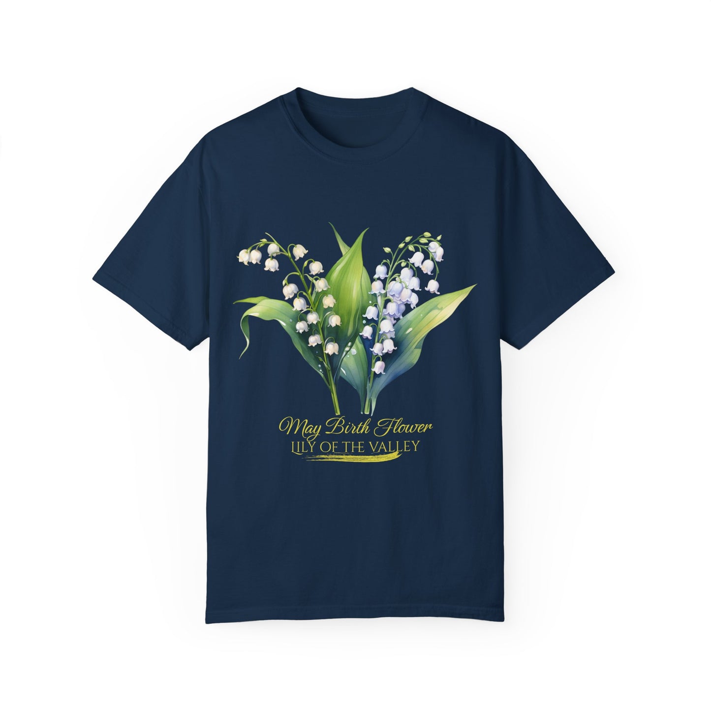 May Birth Flower "Lily of the Valley" (For Dark Fabric) - Unisex Garment-Dyed T-shirt