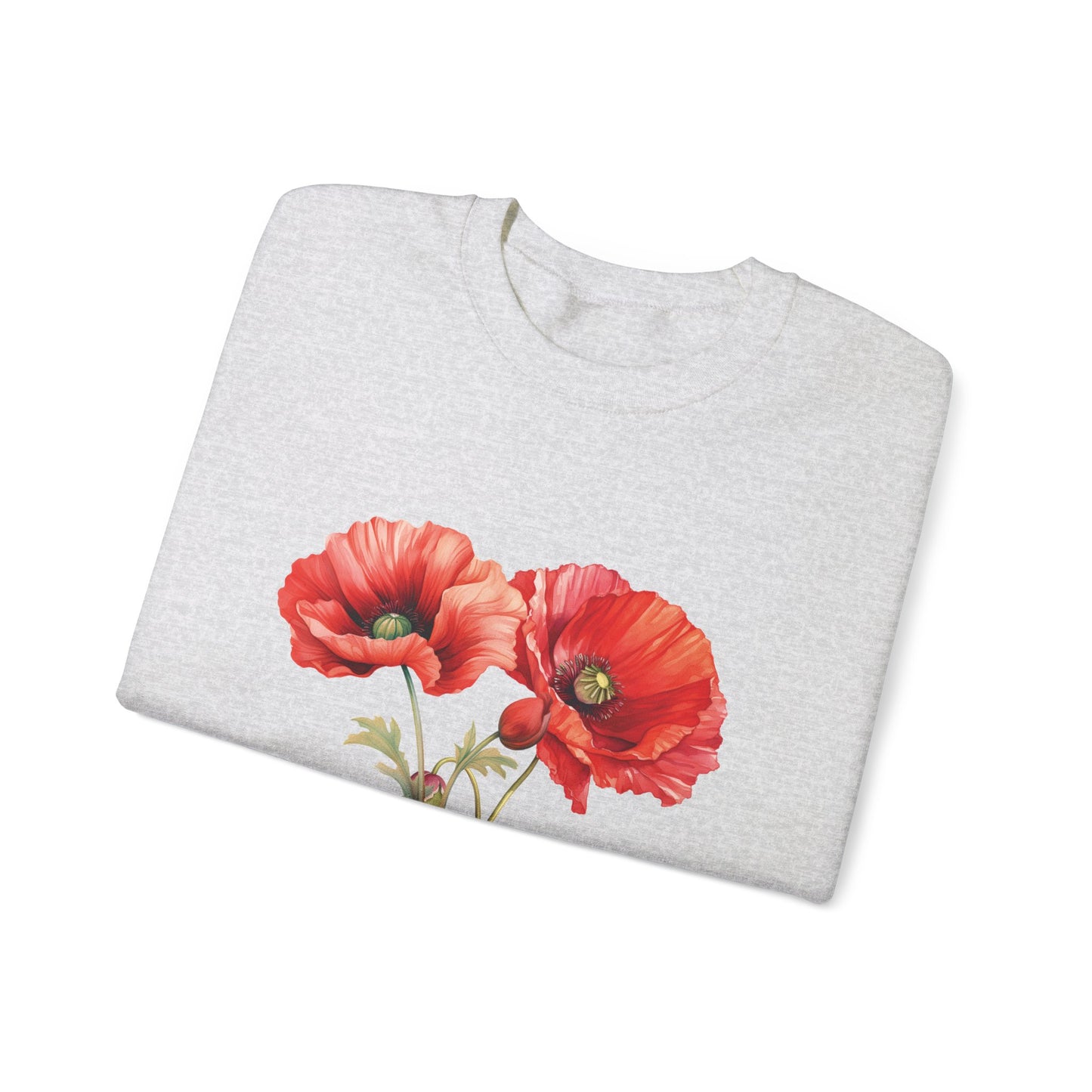 August Birth Flower (Poppy) - Unisex Heavy Blend™ Crewneck Sweatshirt