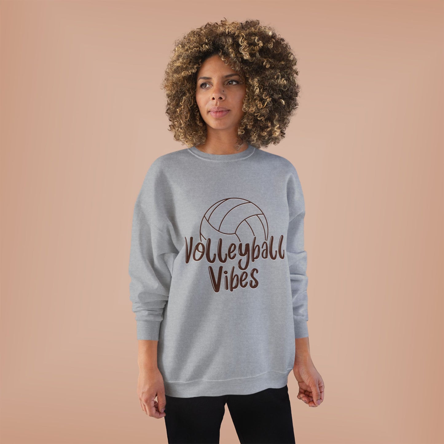 Unisex Volleyball Vibes Crewneck Sweatshirt, Trendy Sports Apparel, Cozy Gift for Athletes, Volleyball Lover's Gear, Eco-Friendly Fashion