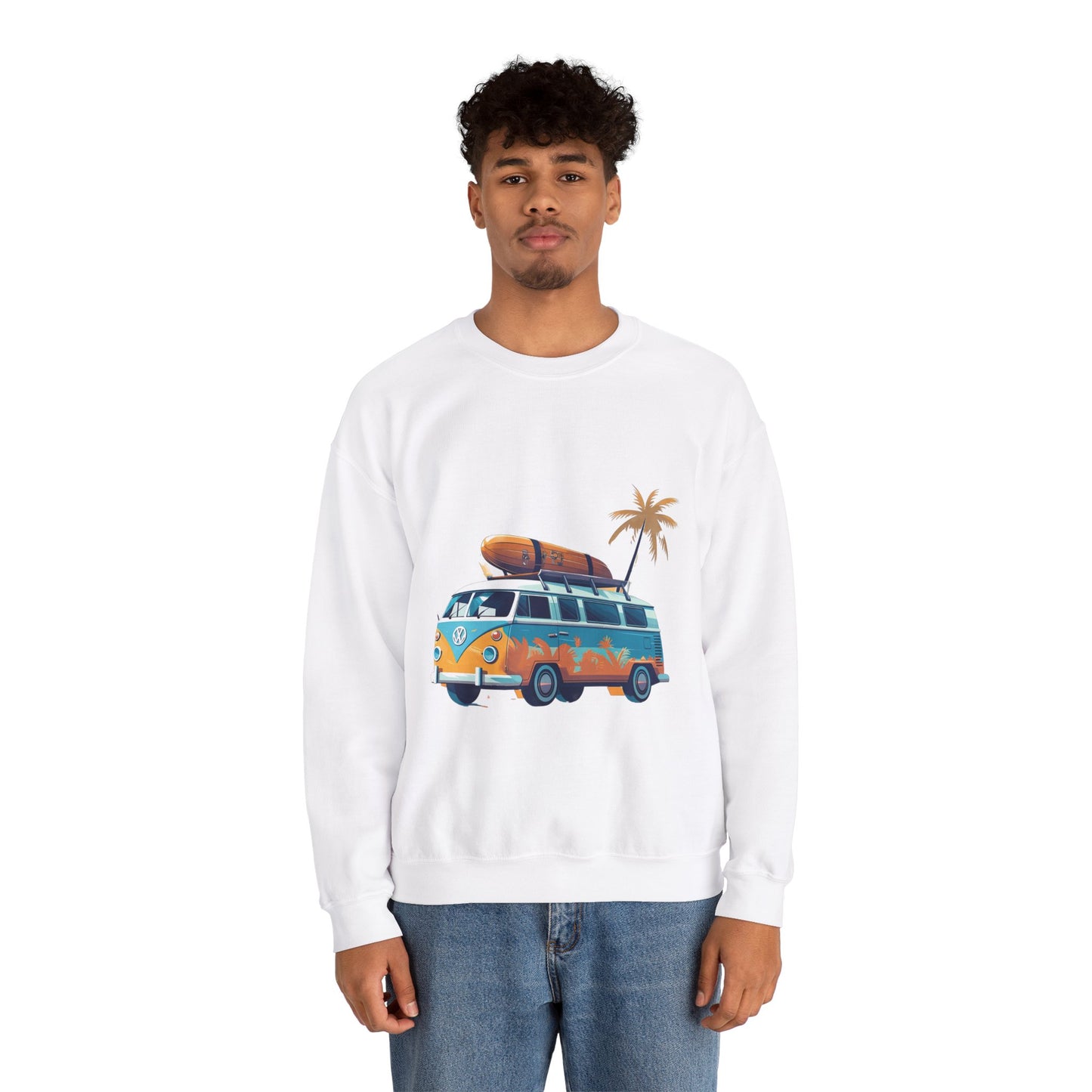 Retro Surf Van - Unisex Heavy Blend™ Crewneck Sweatshirt