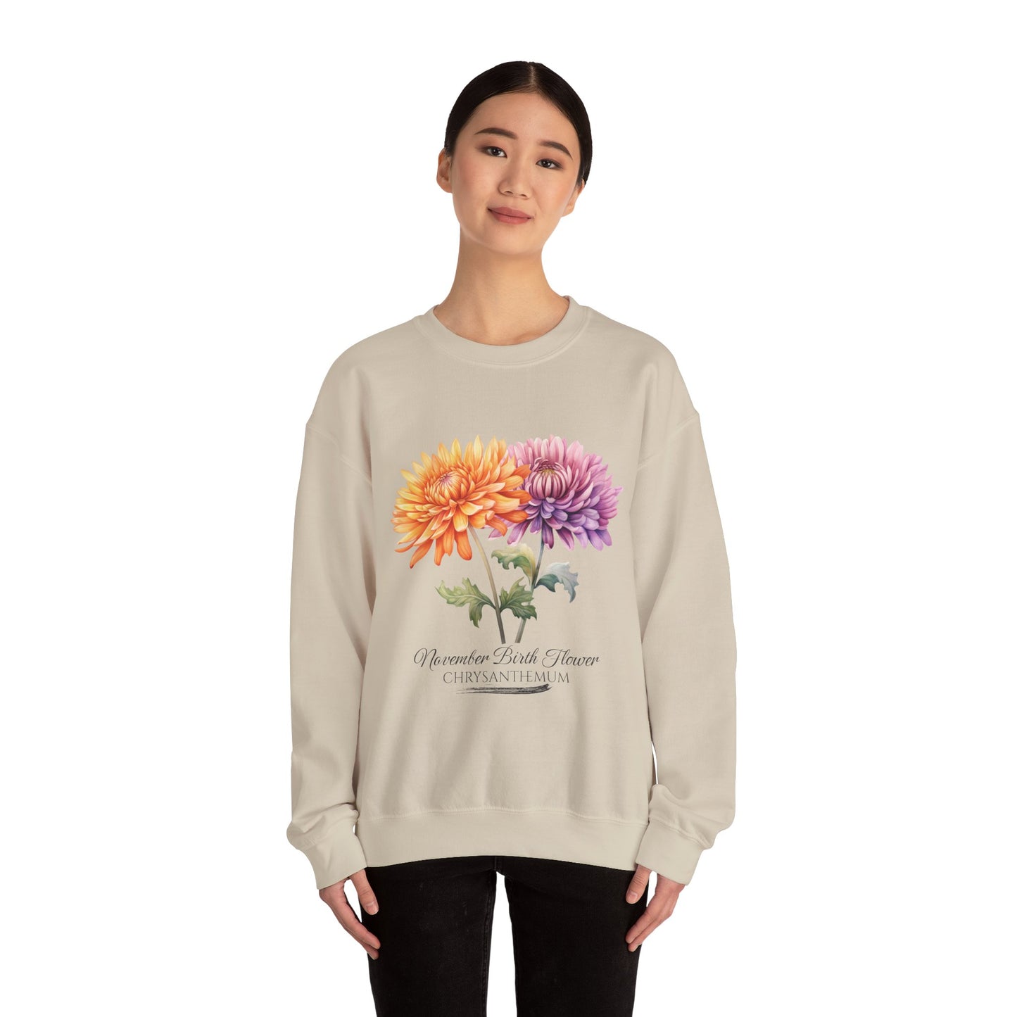 November Birth Flower (Chrysanthemum) - Unisex Heavy Blend™ Crewneck Sweatshirt