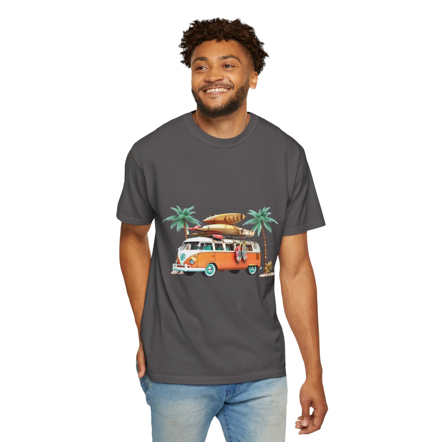 Retro Surf Van: Unisex Garment-Dyed T-shirt