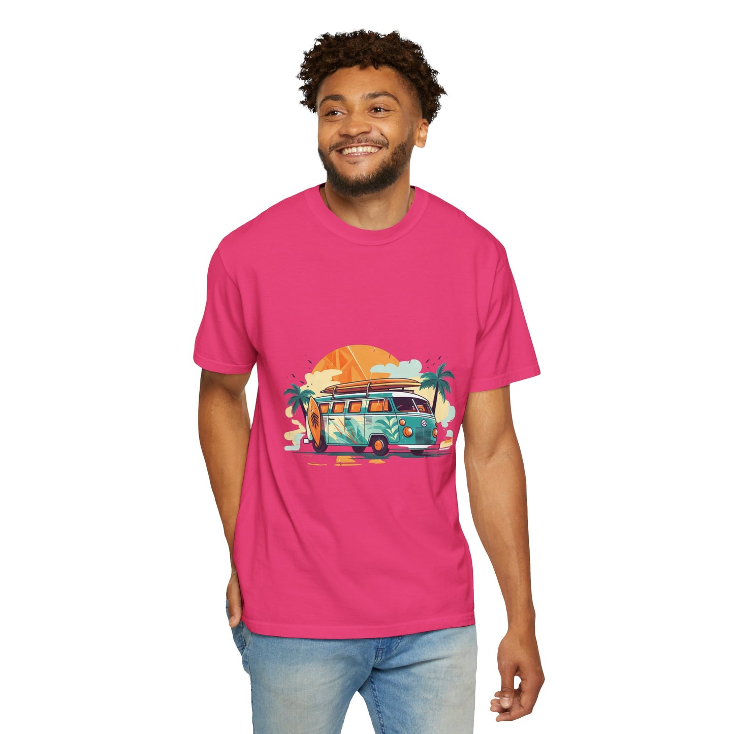 Retro Surf Van: Unisex Garment-Dyed T-shirt