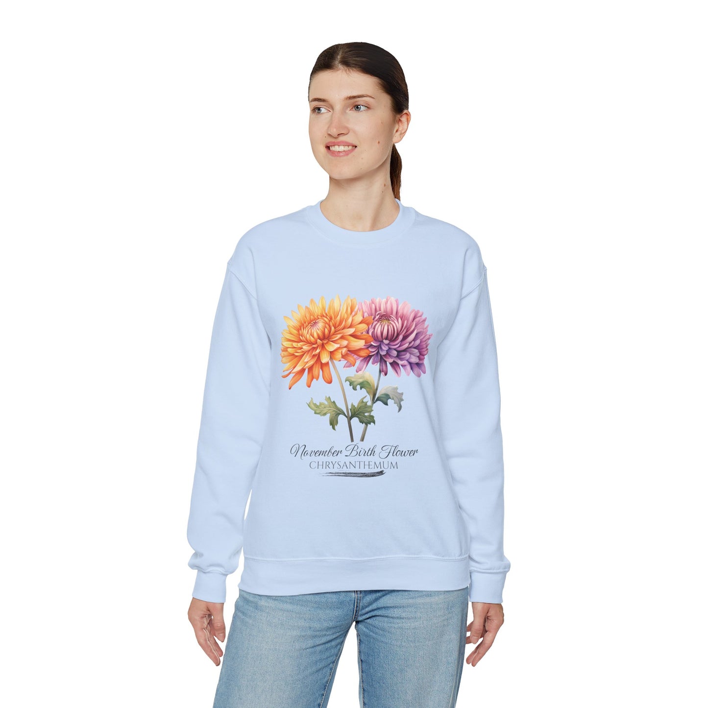 November Birth Flower (Chrysanthemum) - Unisex Heavy Blend™ Crewneck Sweatshirt