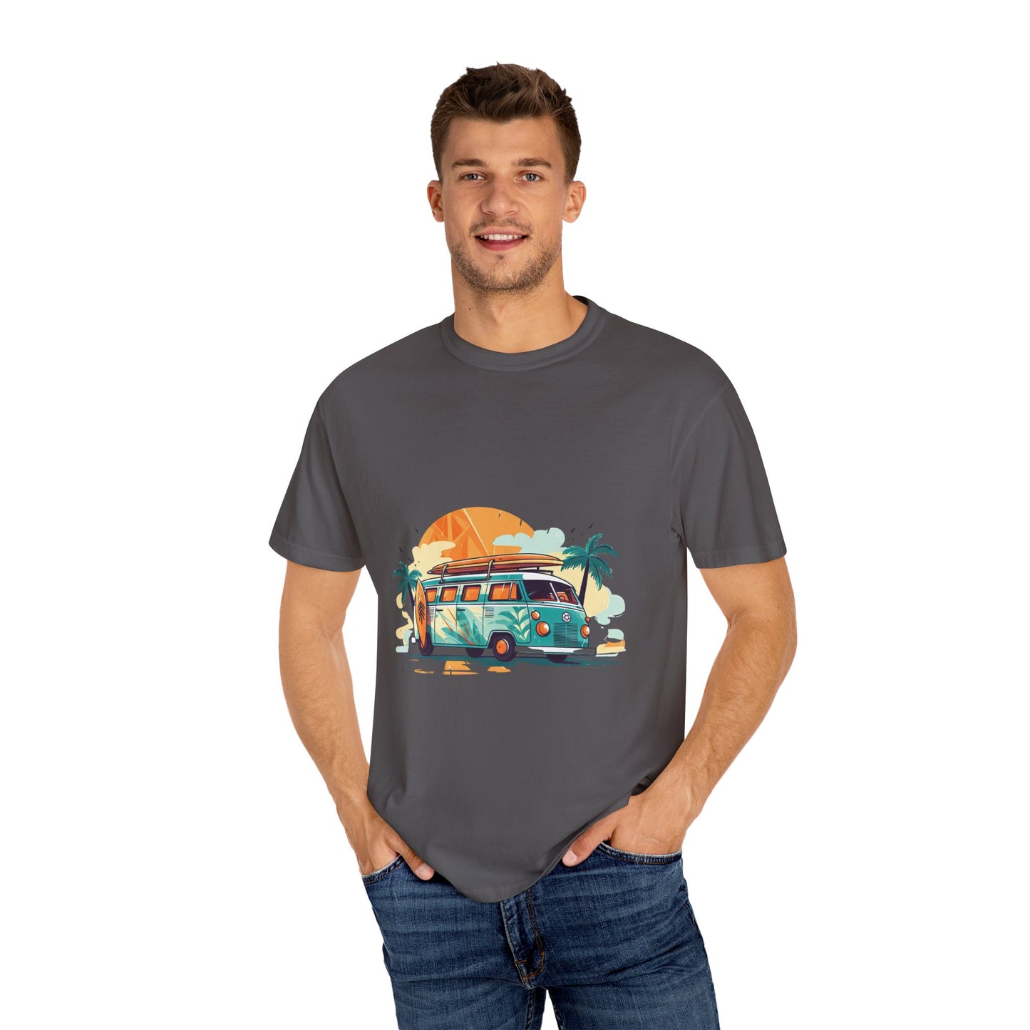 Retro Surf Van: Unisex Garment-Dyed T-shirt