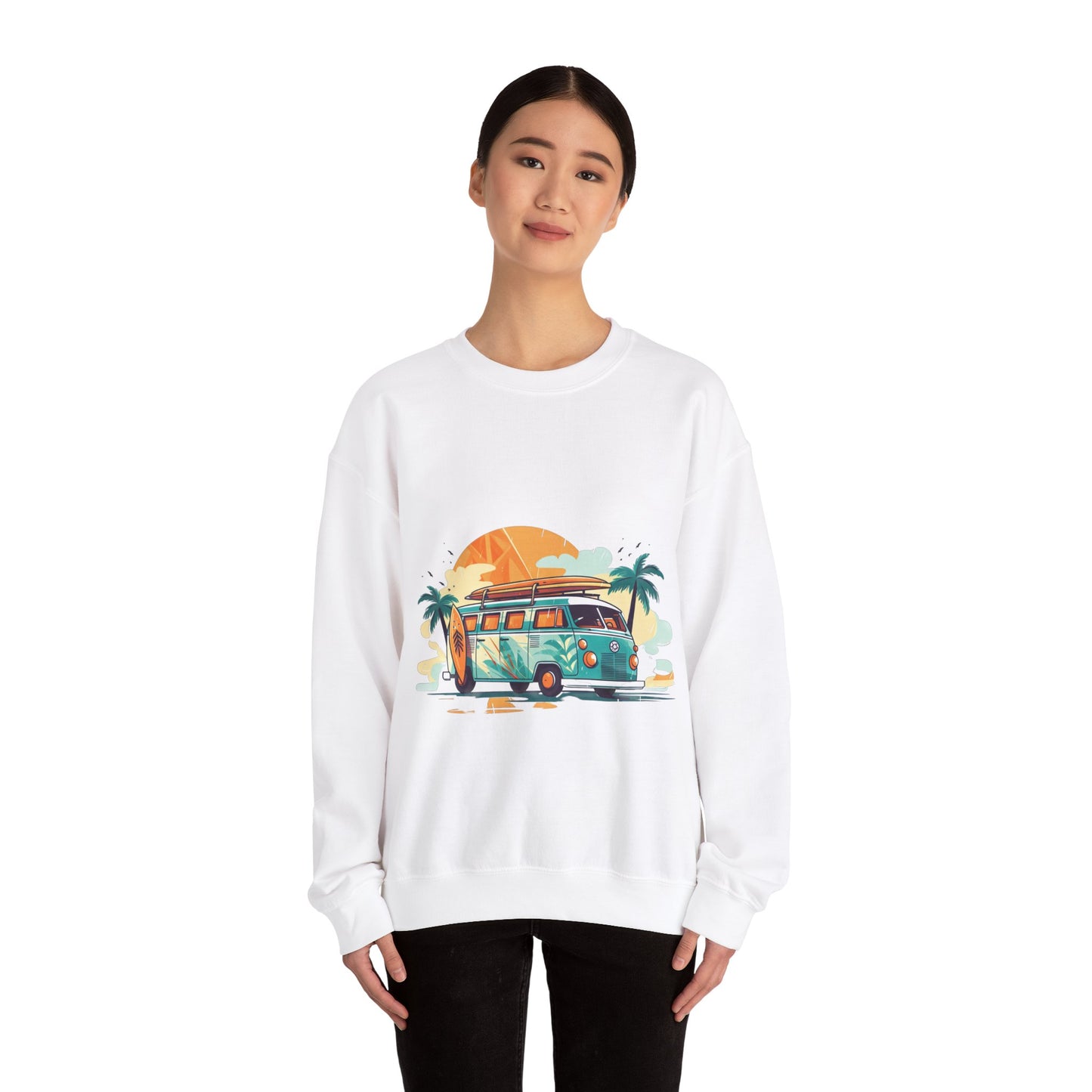 Retro Surf Van - Unisex Heavy Blend™ Crewneck Sweatshirt