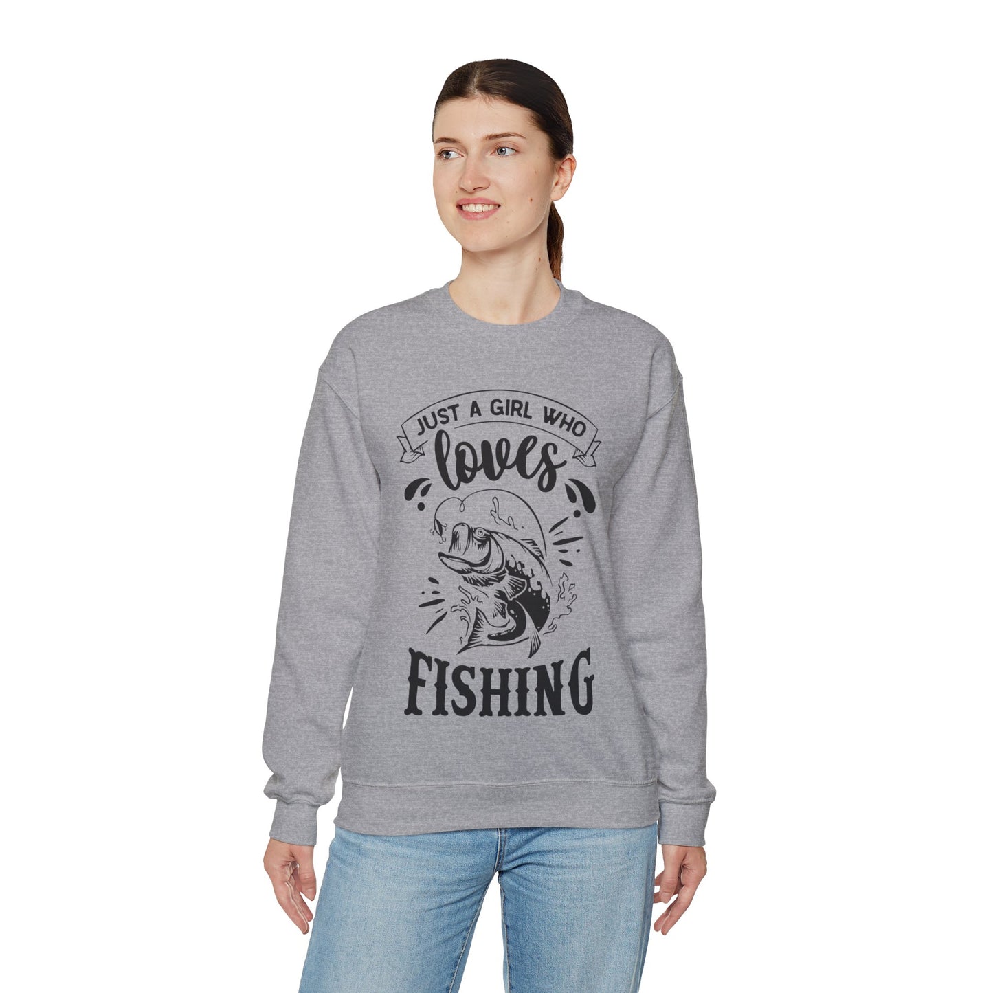 Just a girl who loves fishing - Unisex Heavy Blend™ Crewneck Sweatshirt